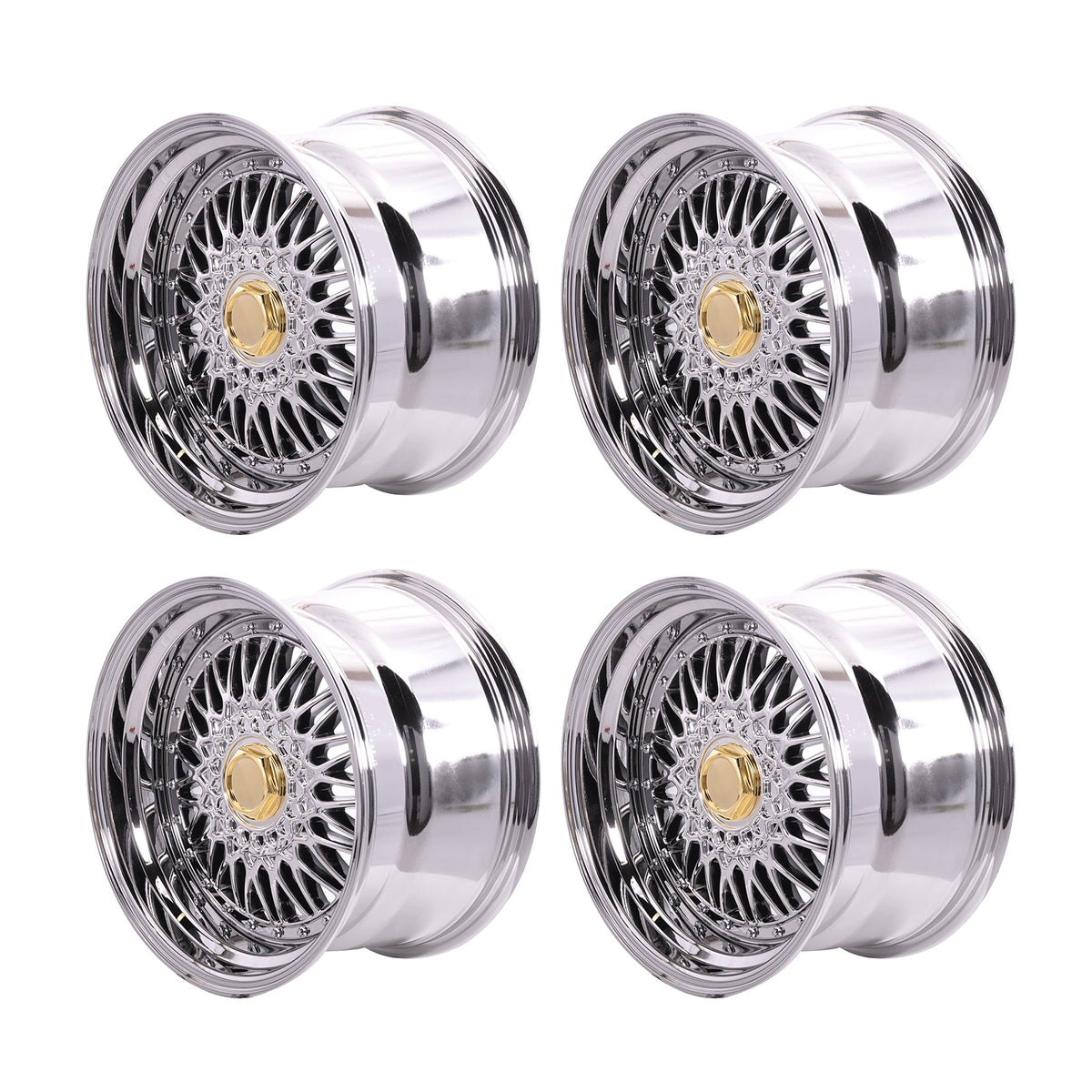 (4) 17X10 +25 5X100 / 5X114.3 Step Lip Deep Dish Mesh Wheels Rims