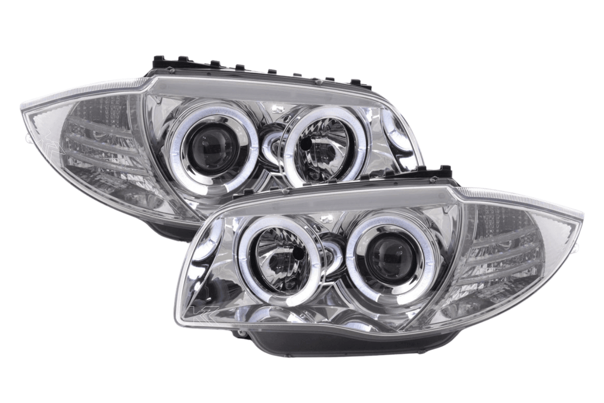 BMW 1-series E81 E82 E87 E88 Chrome Angel Eyes Headlight Set (2004 to 2011)