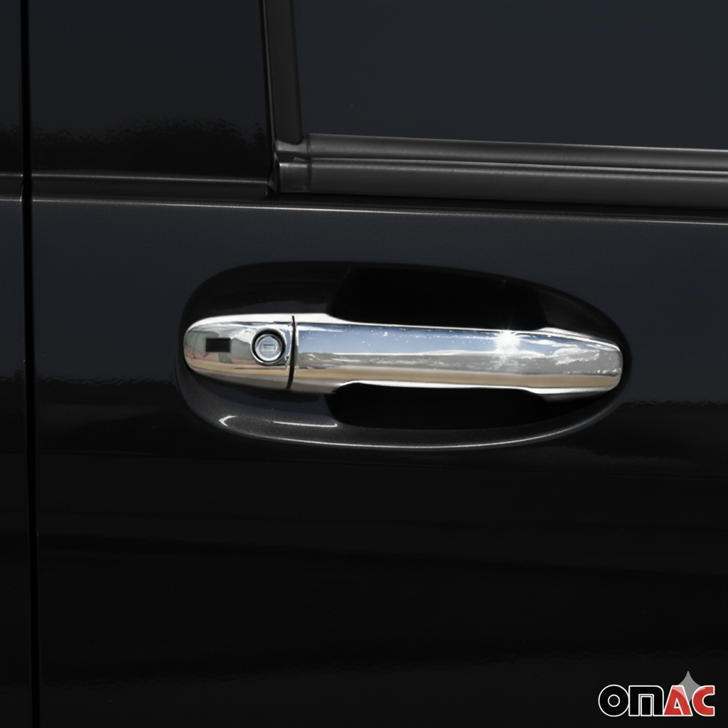 Style & Protection Instant Chrome Upgrade 2016-2024 Mercedes Metris Car Door Handle Cover Protector Keyless Stainless St