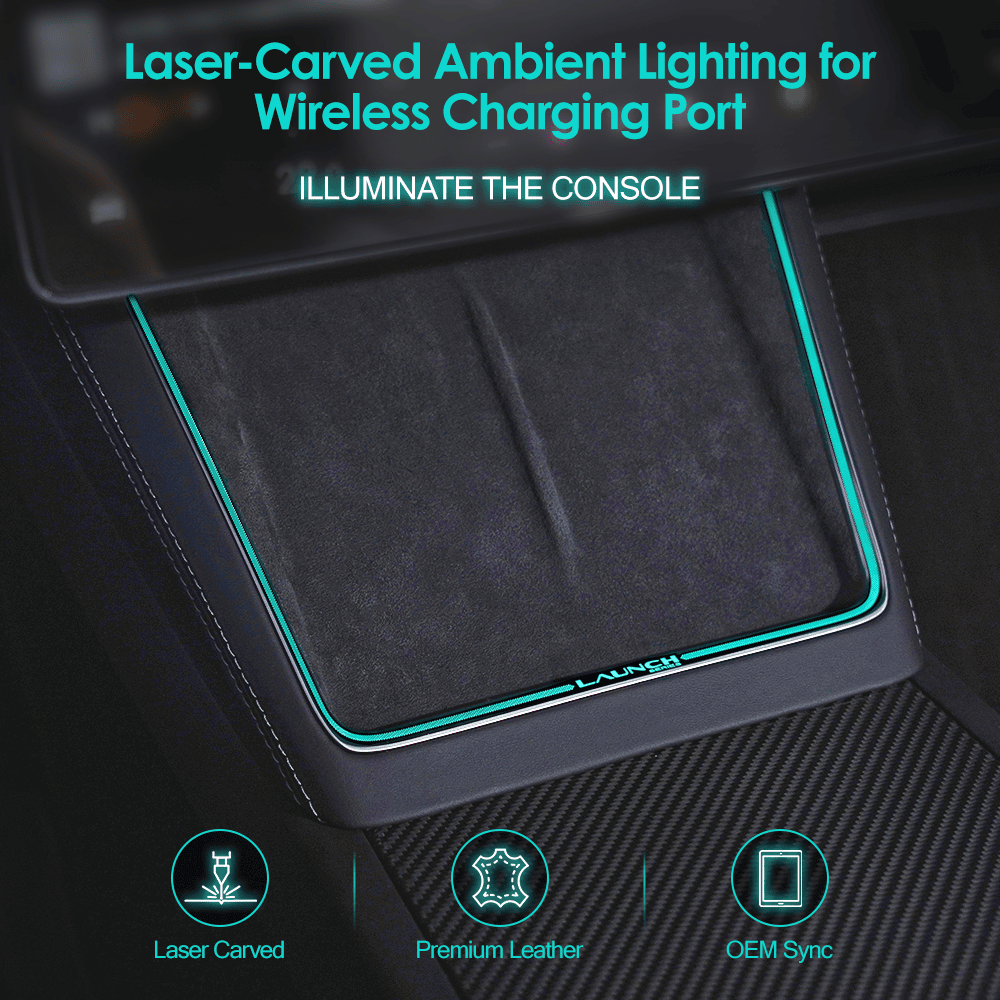 Laser-Carved Ambient Light for Model Y Juniper / YL Wireless Charging Port | TESERY