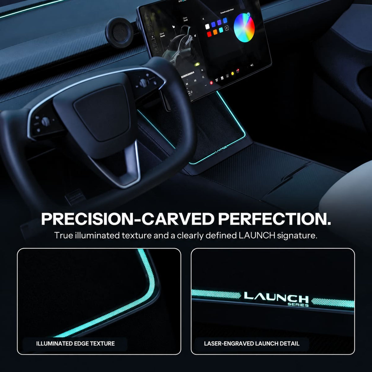 Laser-Carved Ambient Light for Model Y Juniper / YL Wireless Charging Port | TESERY