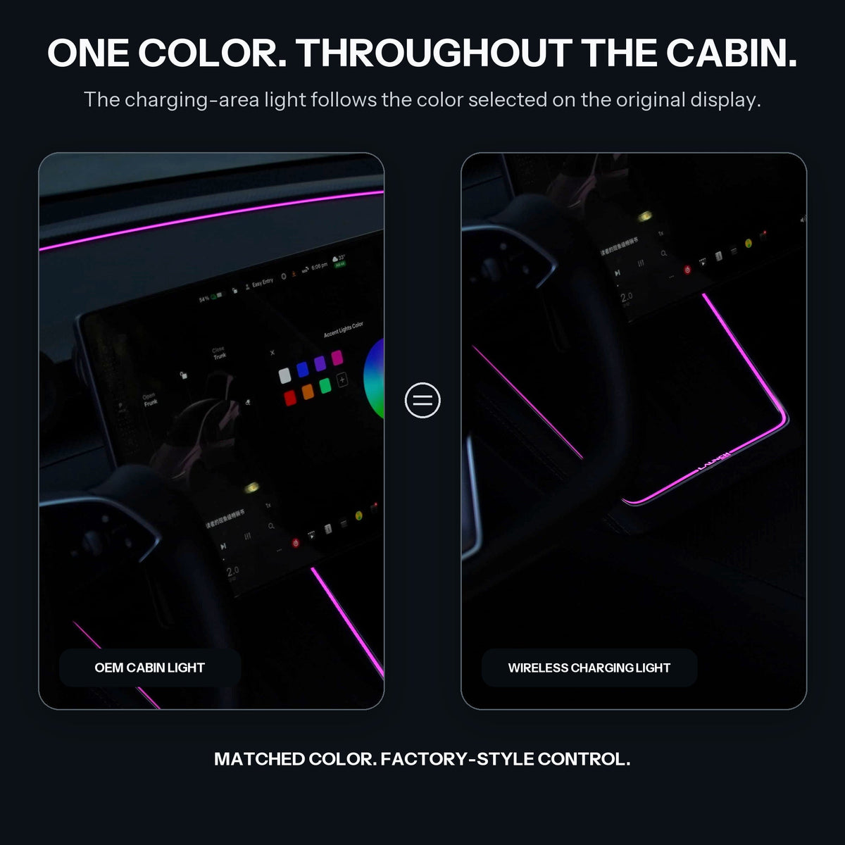 Laser-Carved Ambient Light for Model Y Juniper / YL Wireless Charging Port | TESERY