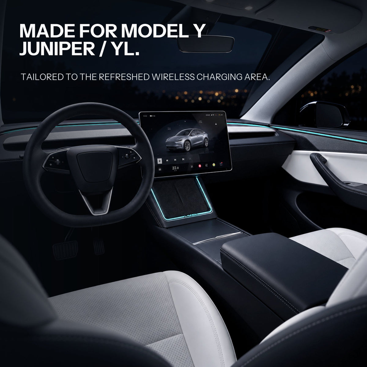 Laser-Carved Ambient Light for Model Y Juniper / YL Wireless Charging Port | TESERY