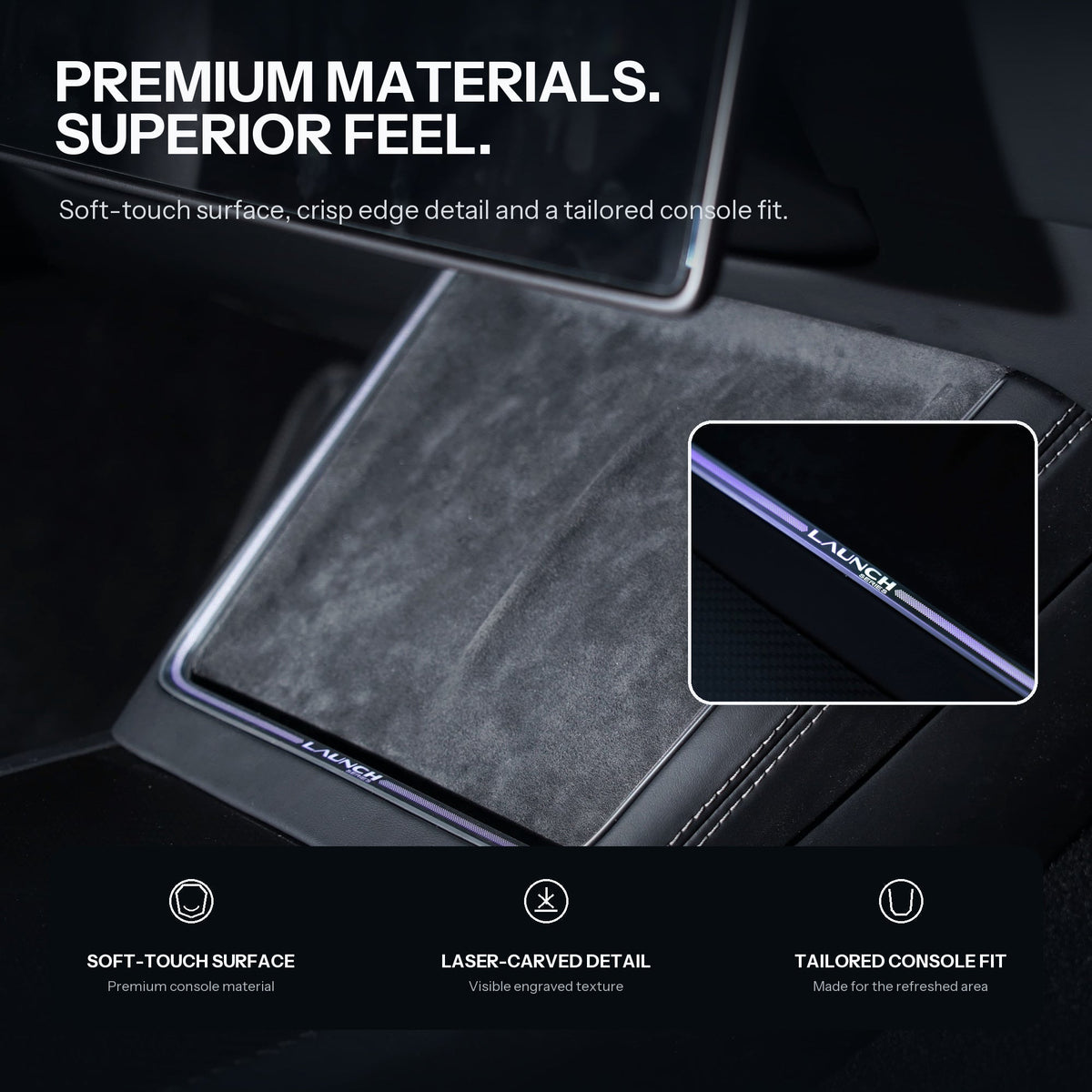 Laser-Carved Ambient Light for Model Y Juniper / YL Wireless Charging Port | TESERY