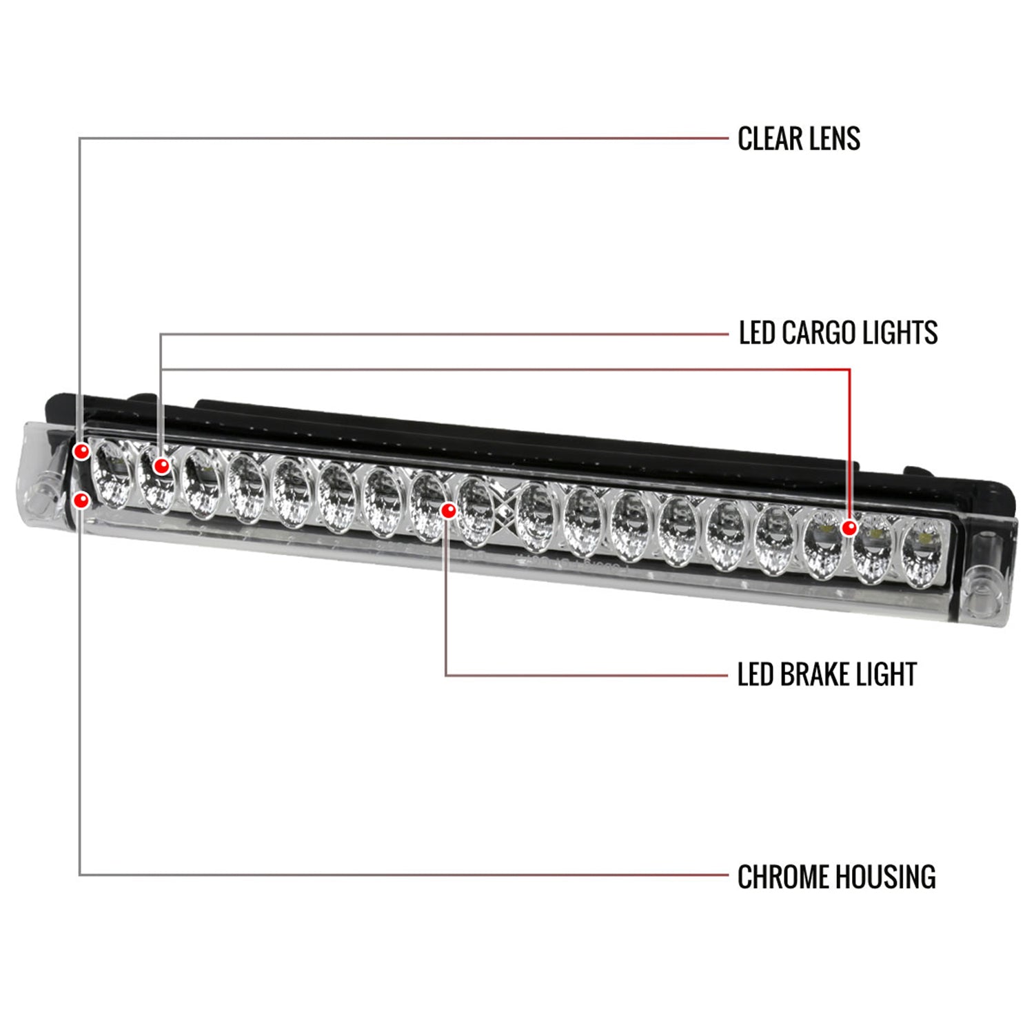 1997-2004 Ford F-150/F-250 Lincoln Blackwood LED 3rd Brake Tail Light Chrome