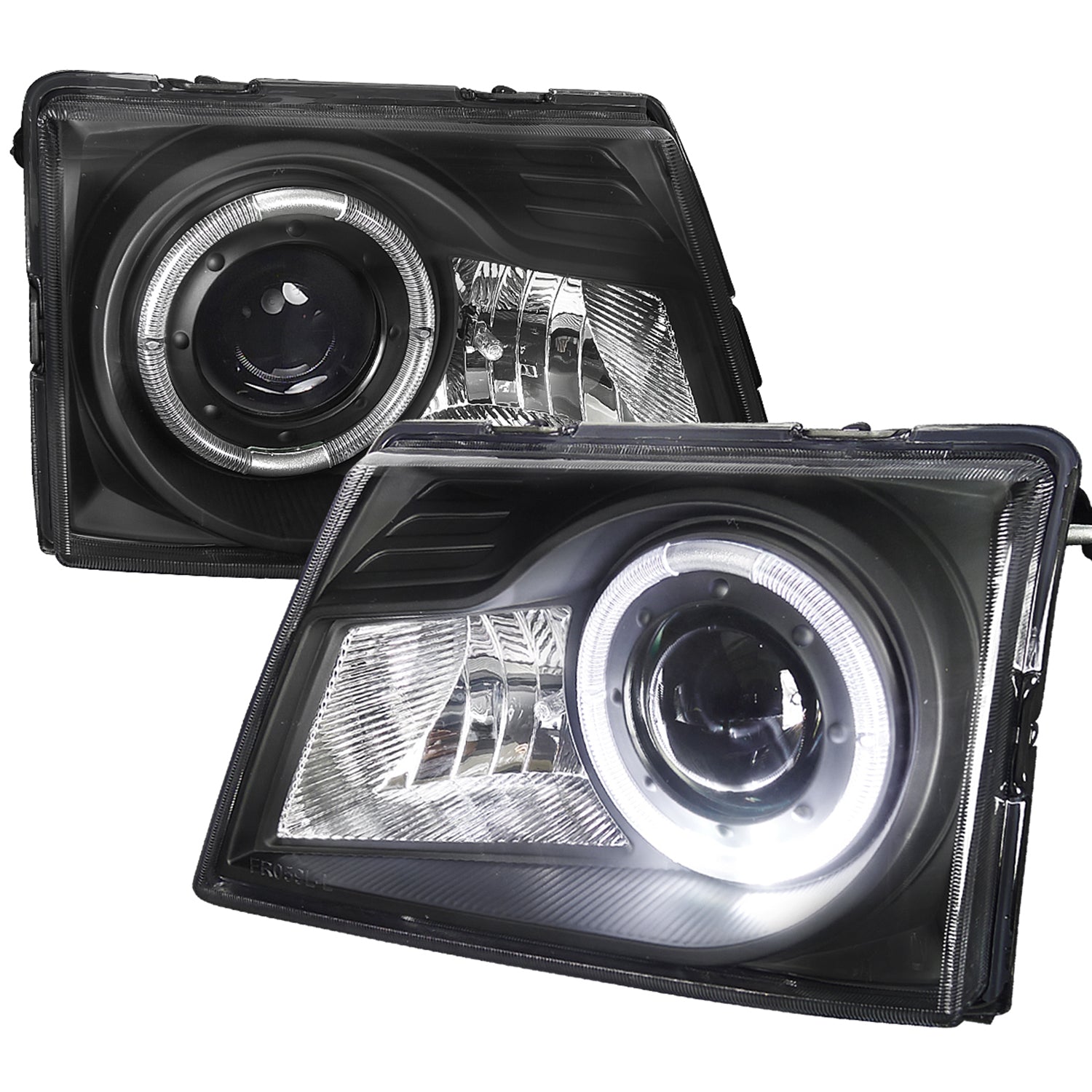 1998-2000 Ford Ranger Halo Projector Headlights Matte Black/Clear Lens