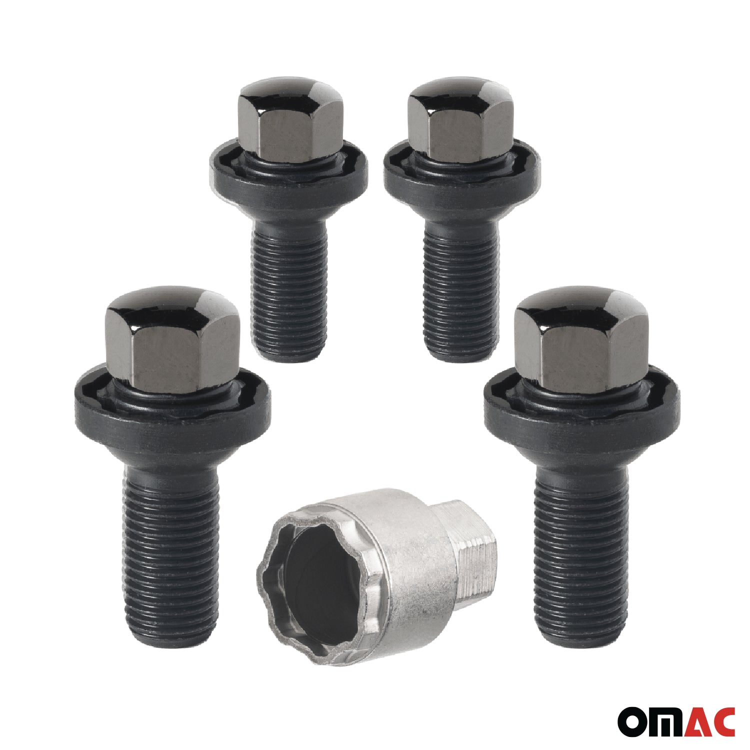 Wheel Lock Kit for Mercedes C-Class M14X1,5 Bolt Chromed Black 4Locks & 1Key