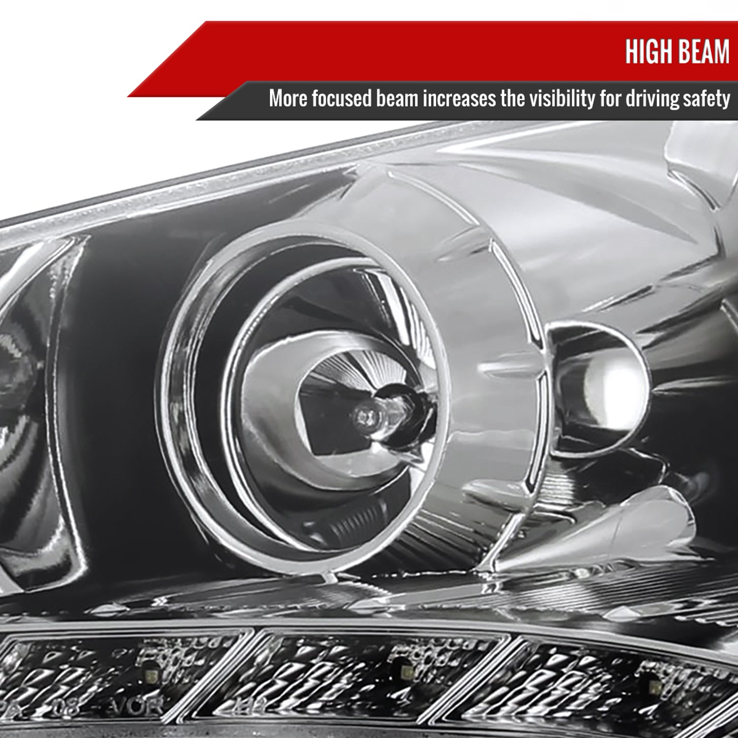 2010-2012 Hyundai Genesis Coupe Projector Headlights SMD LED Light Chrome