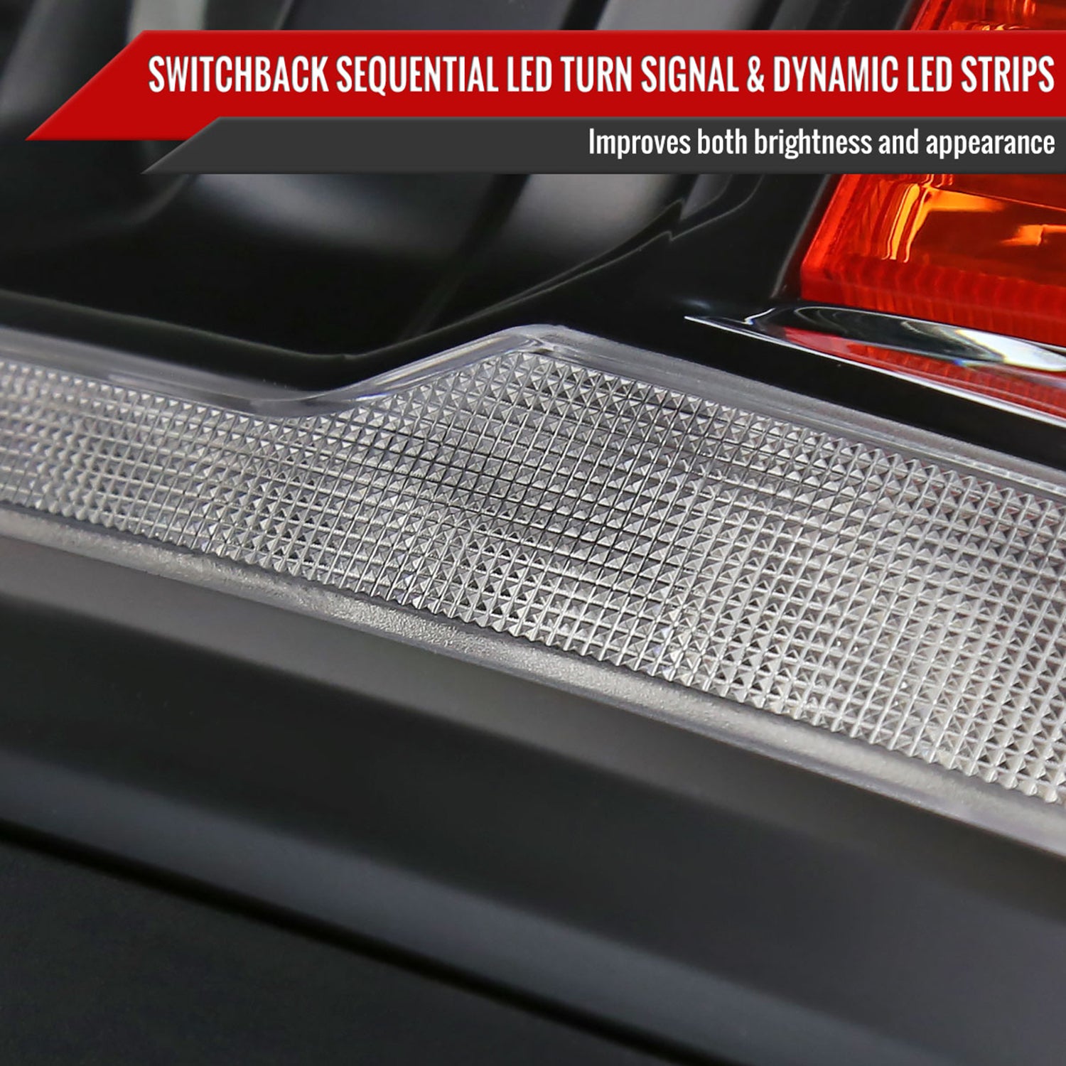 2014-2015 Chevy Silverado 1500 LED Bar Projector Headlights Black/Black Trim