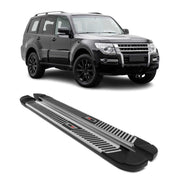 2007-2021 Mitsubishi Pajero V80 Running Boards Side Steps Silver & Black
