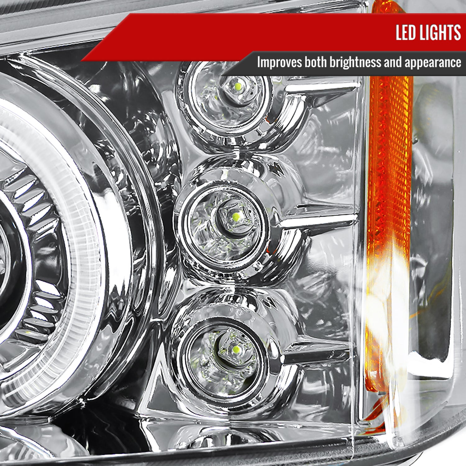 2002-2006 Chevy Avalanche/ 03-2007 Silverado Dual Halo Headlights Chrome