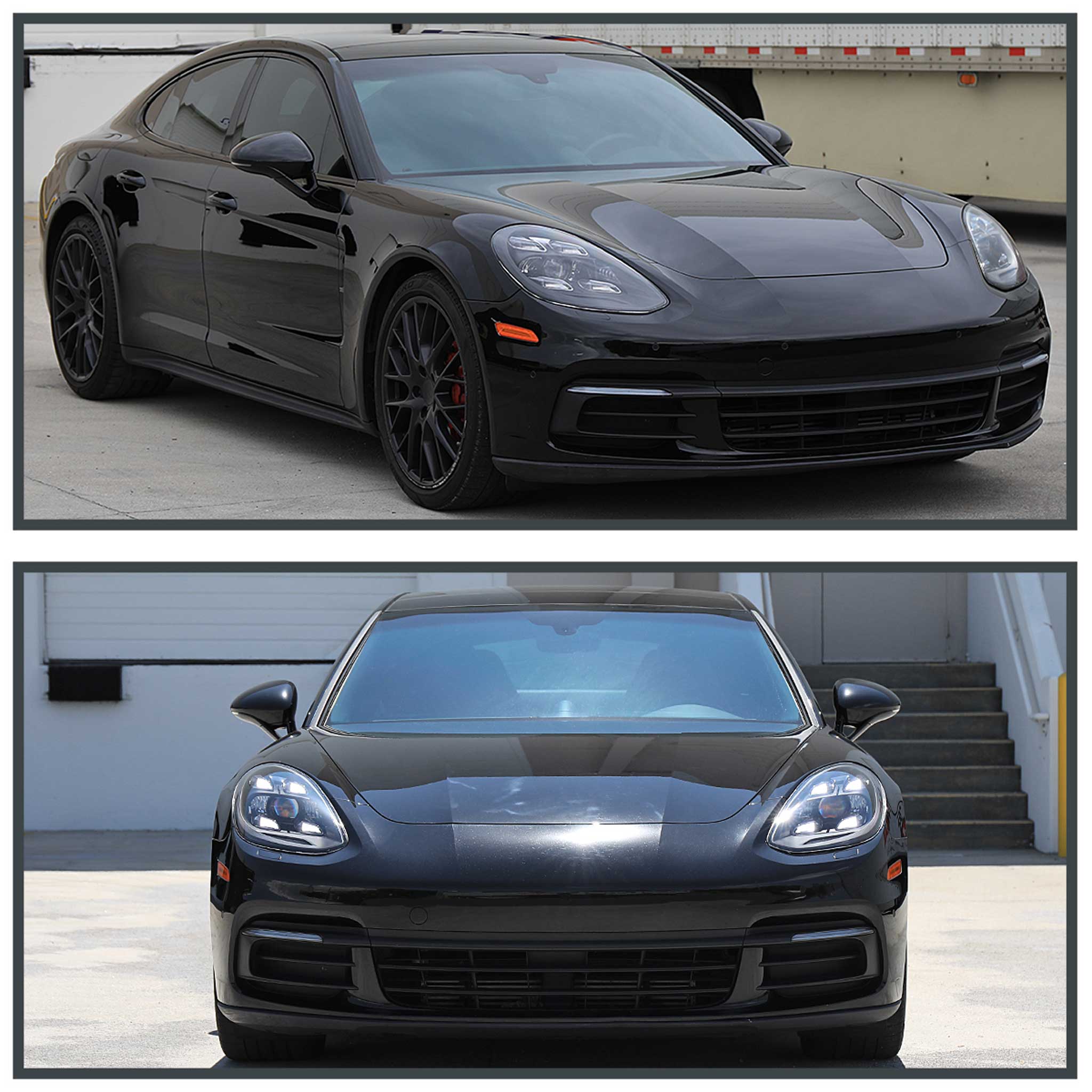 For Porsche Panamera 2017-2022 Matrix LED Projector Headlights DRL Matte Black Clear Lens Glossy Trim