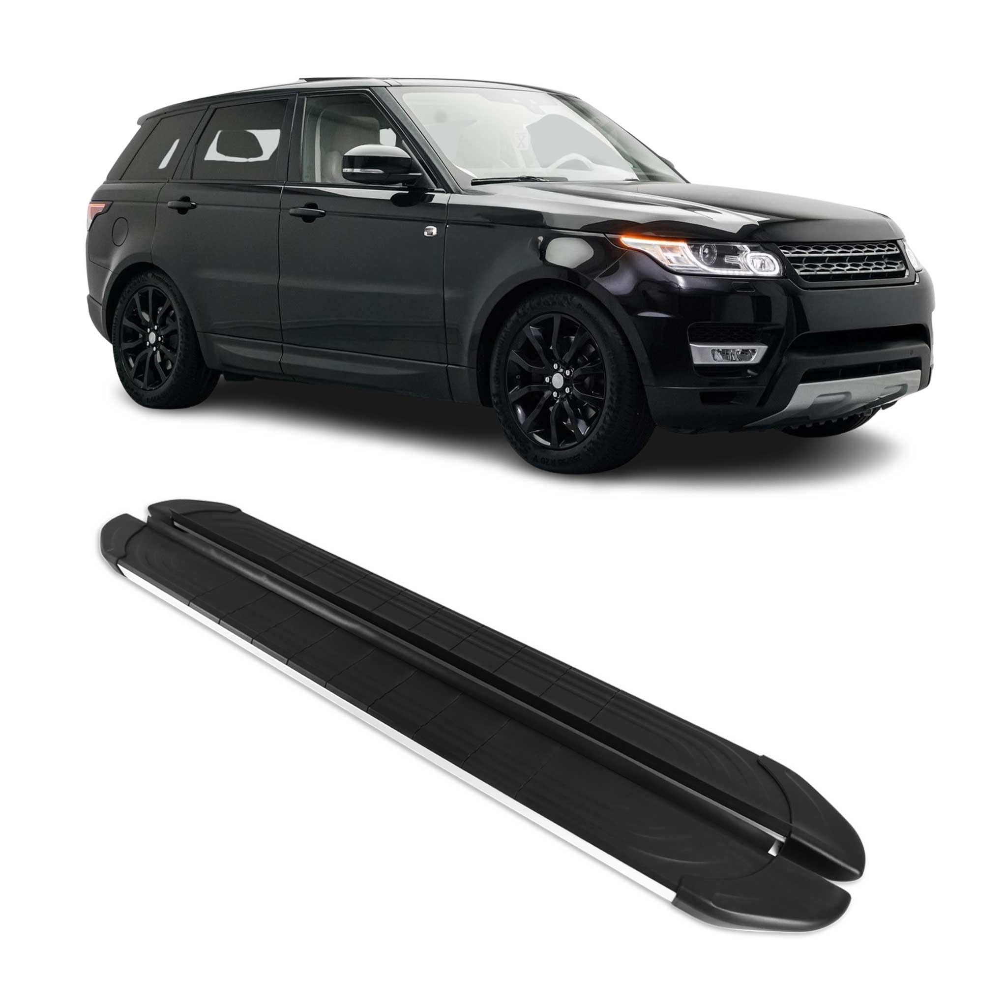 2013-2021 Land Rover Range Rover Running Boards Side Steps Silver & Black