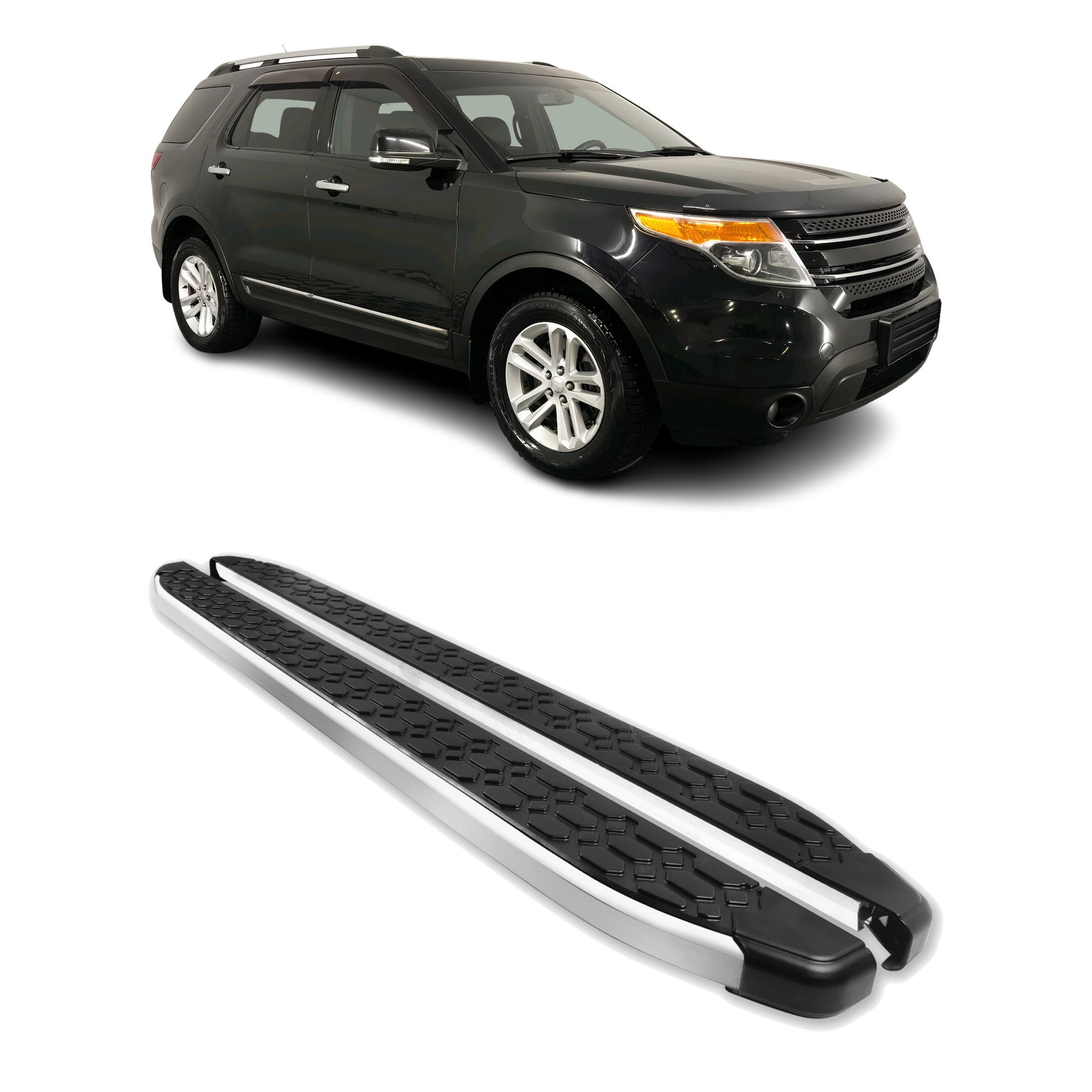 Side Step Nerf Bars Running Board for Ford Explorer 2011-2019 Black Gray 2 Pcs