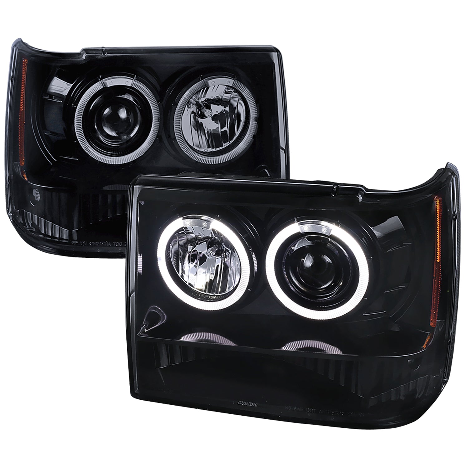1993-1996 Jeep Grand Cherokee Dual Halo Projector Headlights Black/Smoke