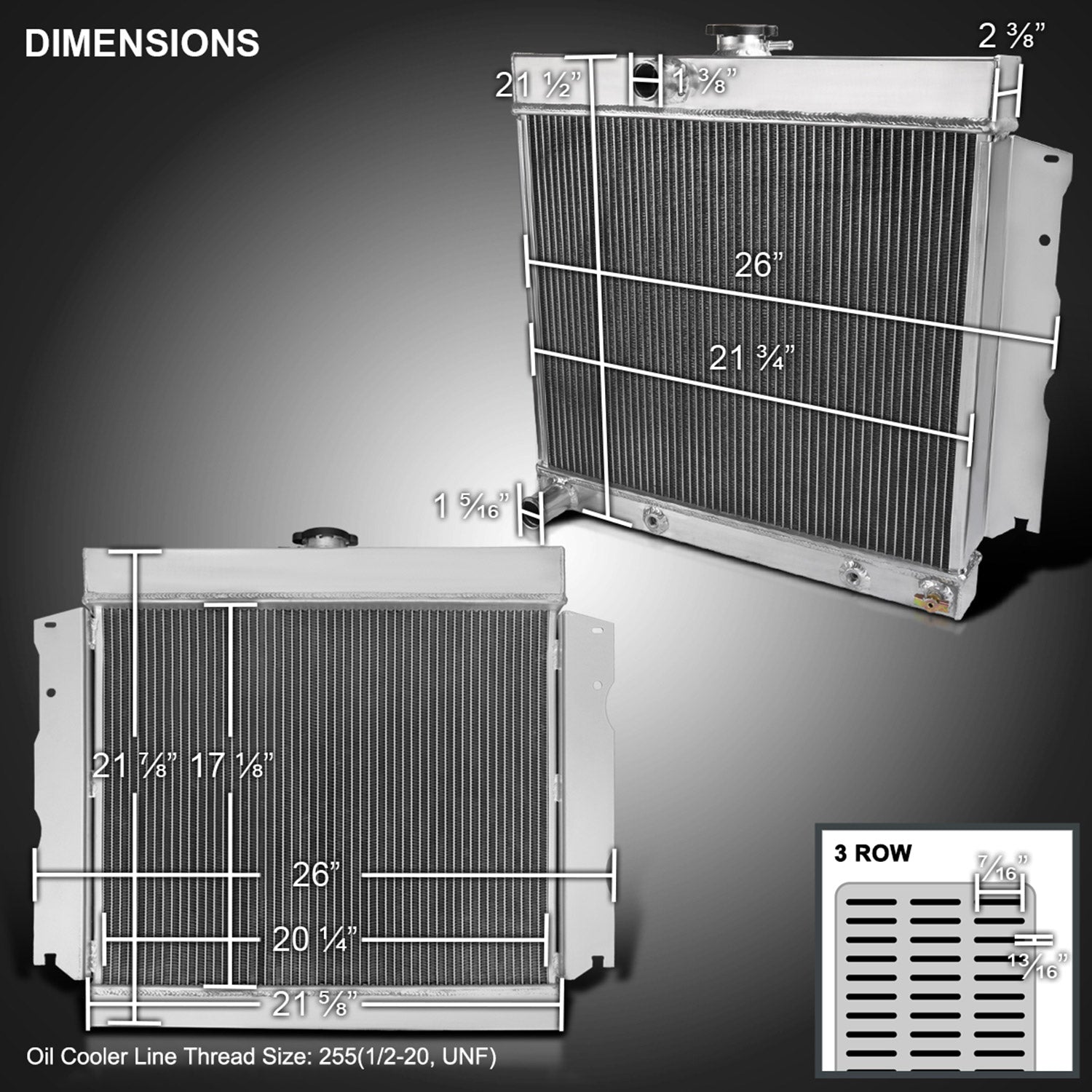 1963-1969 Dodge Dart Charger Coronet Coronet Alu 3-Row Performance Radiator