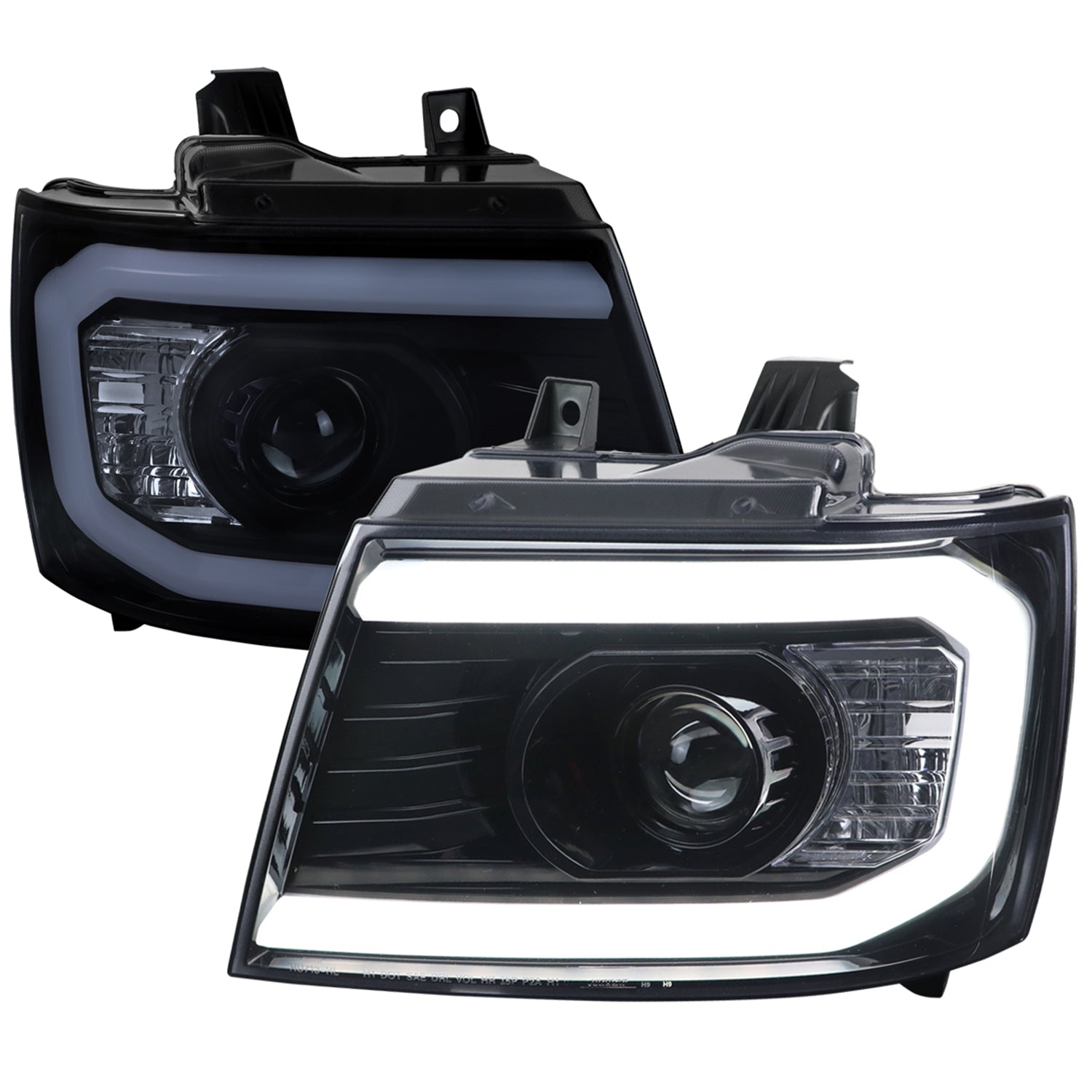 2007-2013 Chevy Avalanche/ 07-2014 Tahoe Suburban LED C-Bar Headlights Smoke