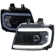 2007-2013 Chevy Avalanche/ 07-2014 Tahoe Suburban LED C-Bar Headlights Smoke