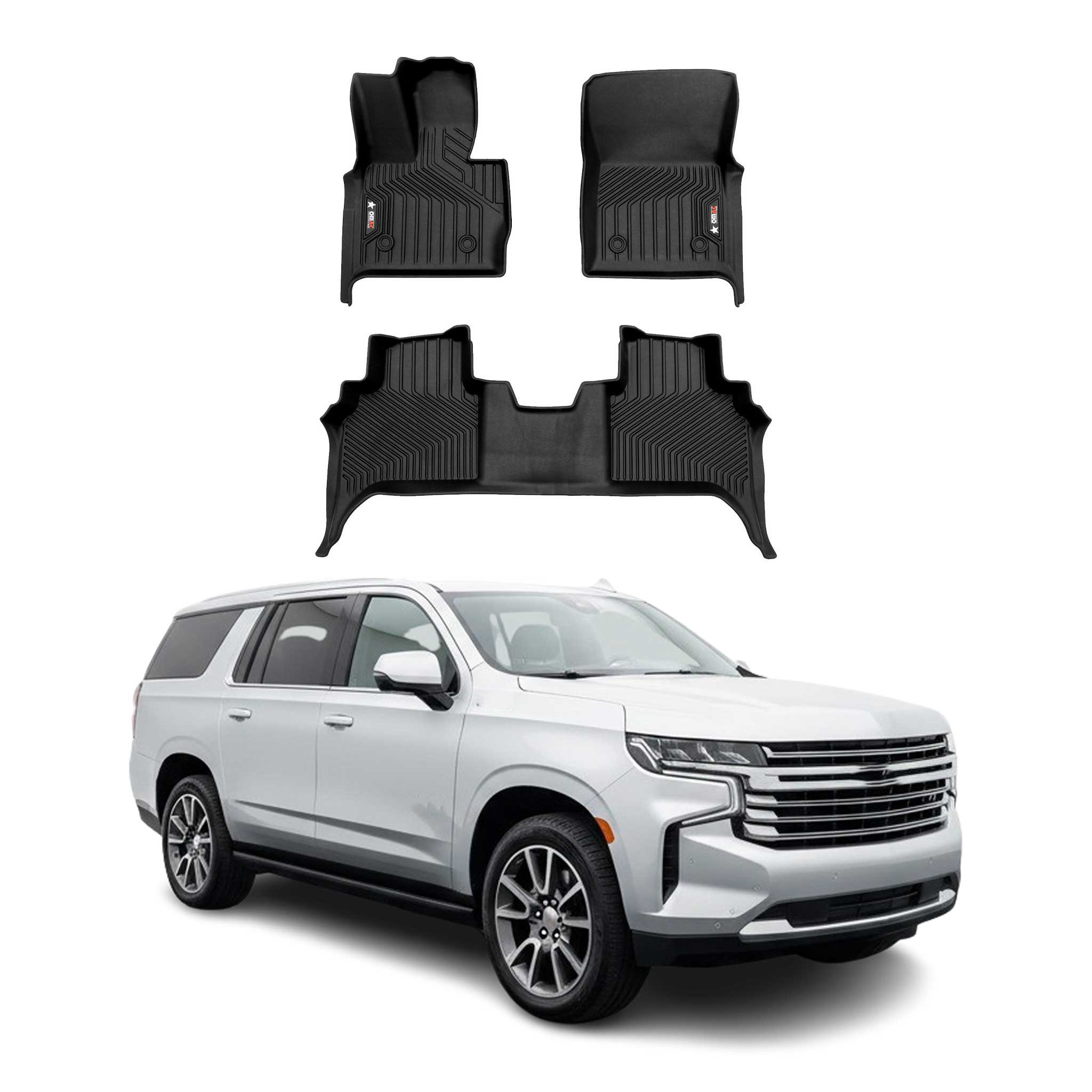 2021-2025 Chevrolet Suburban Premium Floor Mats Liners Second Row Rear