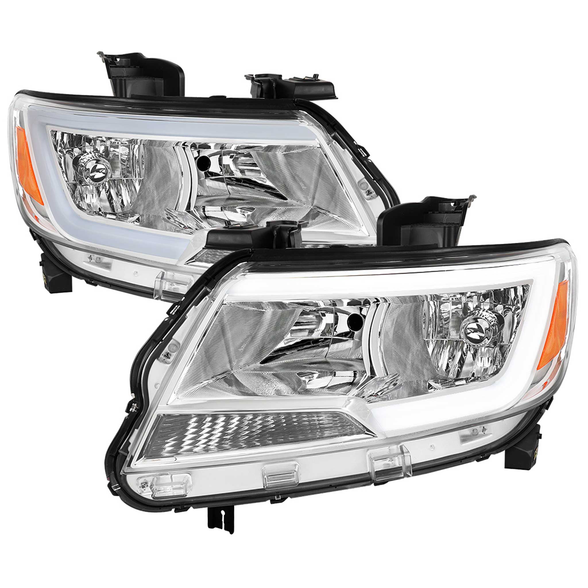 For Chevrolet Colorado 2015-2022 Headlights Switchback LED Bar Turn Signal Chrome Housing Clear Lens