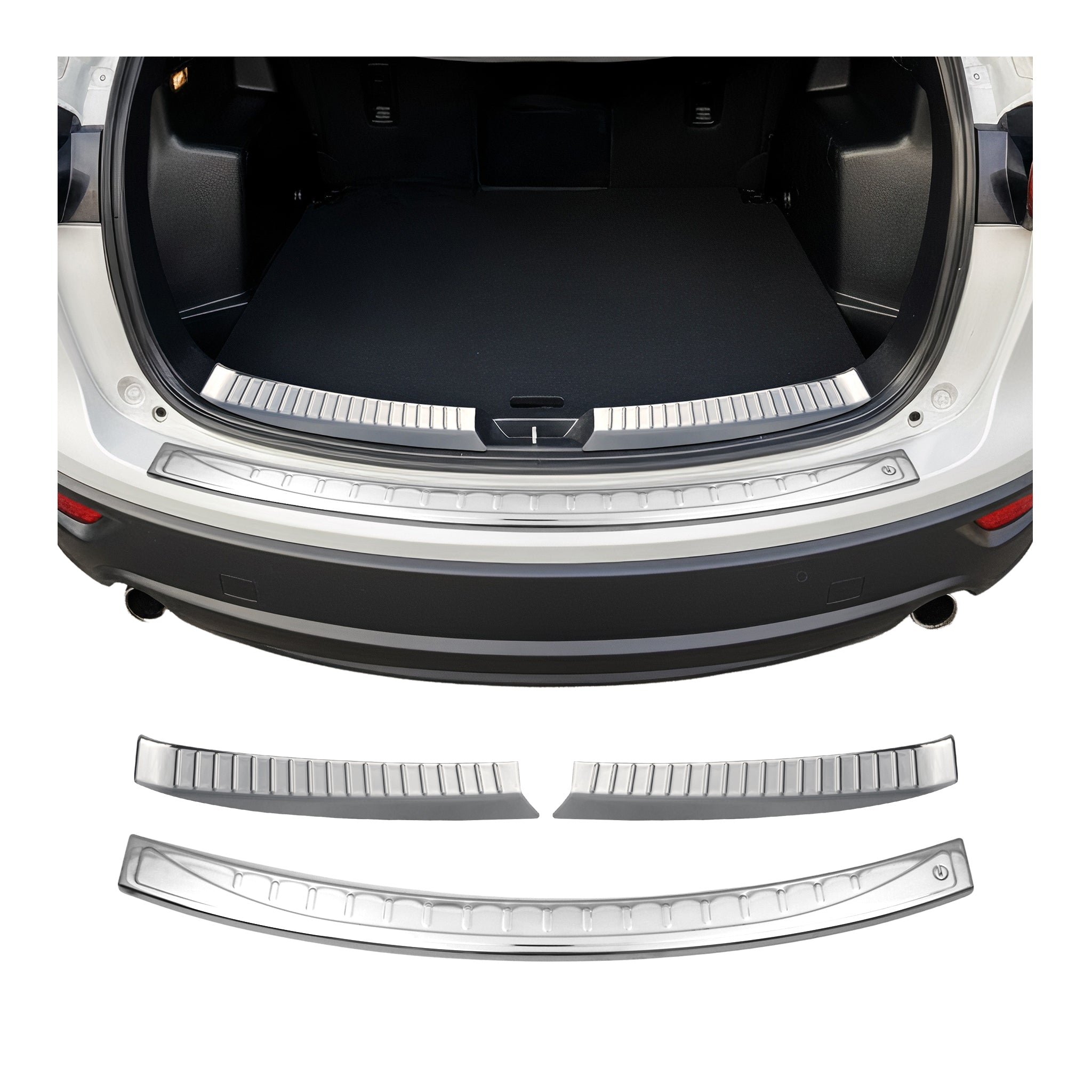 Rear Bumper Guard & Trunk Sill Cover Set for Mazda CX-5 2013-2016 S.Steel Gloss