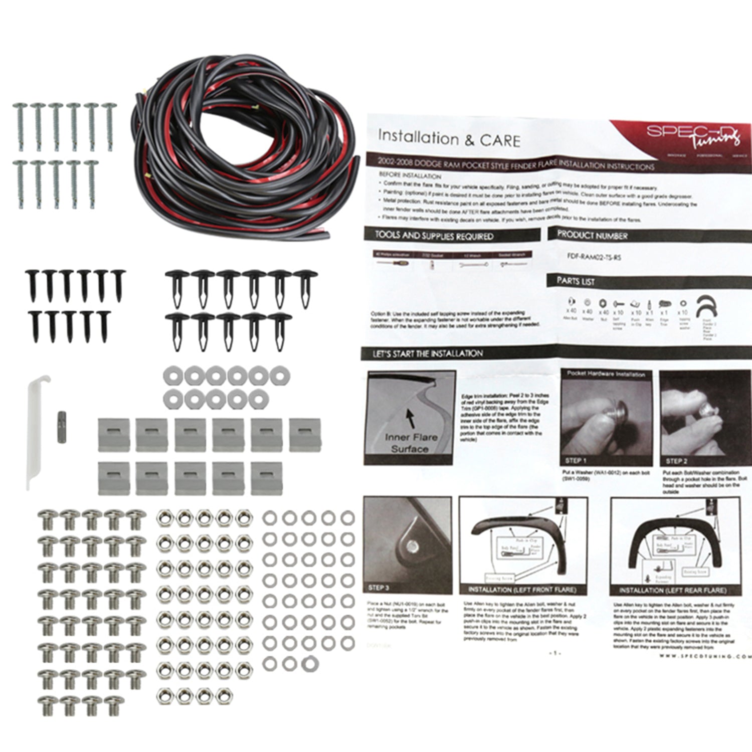 2002-2009 Dodge RAM 1500/2500/3500 Smooth Rivet Style Fender Flares