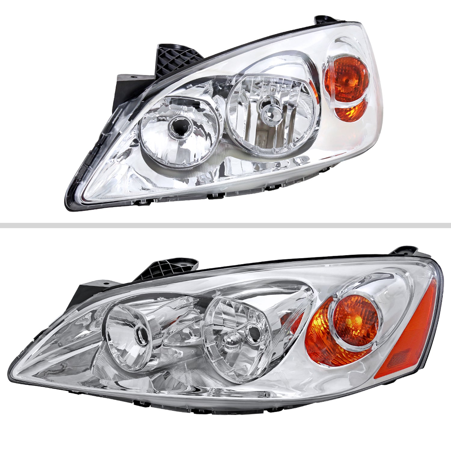 2005-2010 Pontiac G6 Factory Style Headlights w/ Amber Reflectors Chrome/Clear