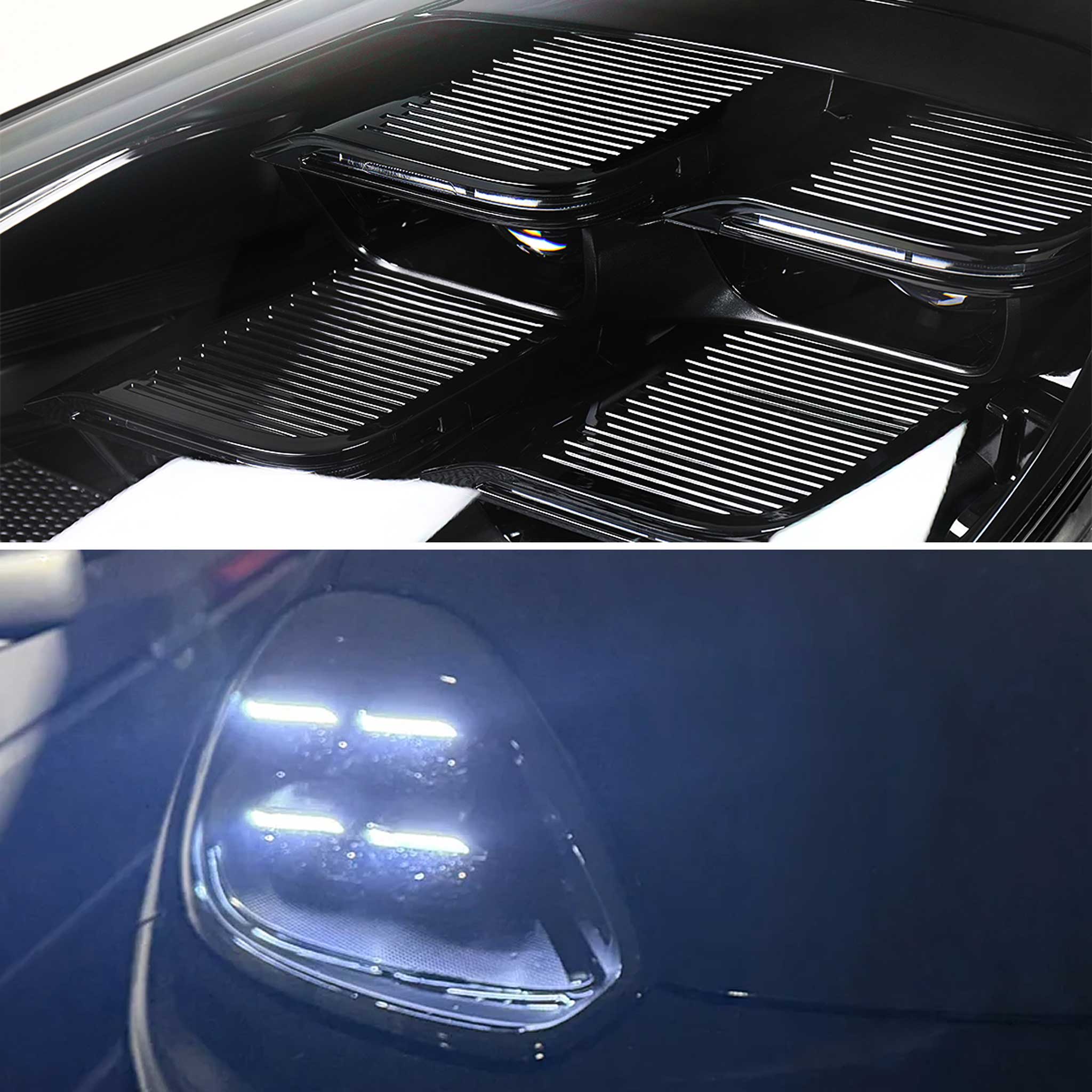 For Porsche Cayenne 958.2 2015-2017 Matrix LED Projector Headlights DRL Dynamic Black Clear Lens Glossy Trim