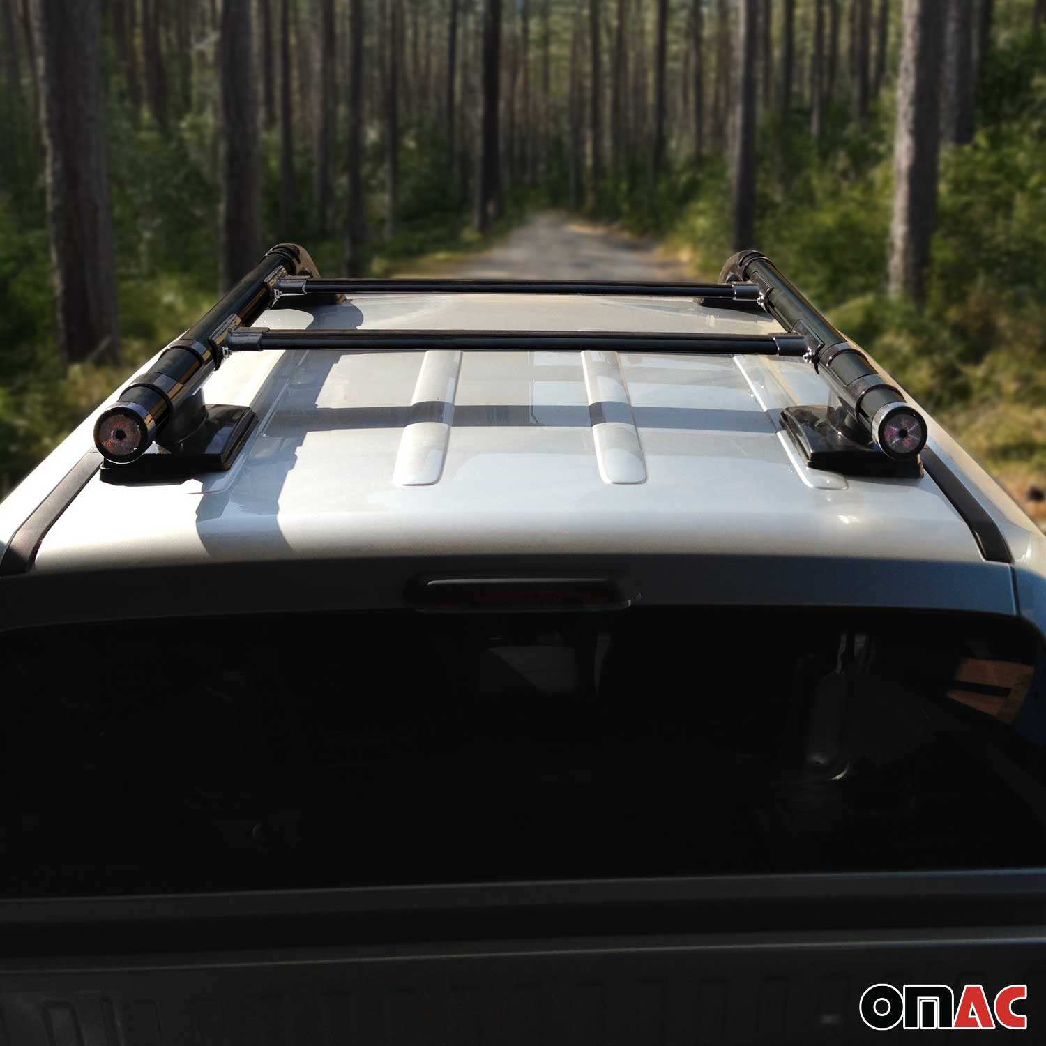 2023-2025 GMC Canyon III Crew Cab Top Roof Rack Side Rails Black Alu 4Pcs