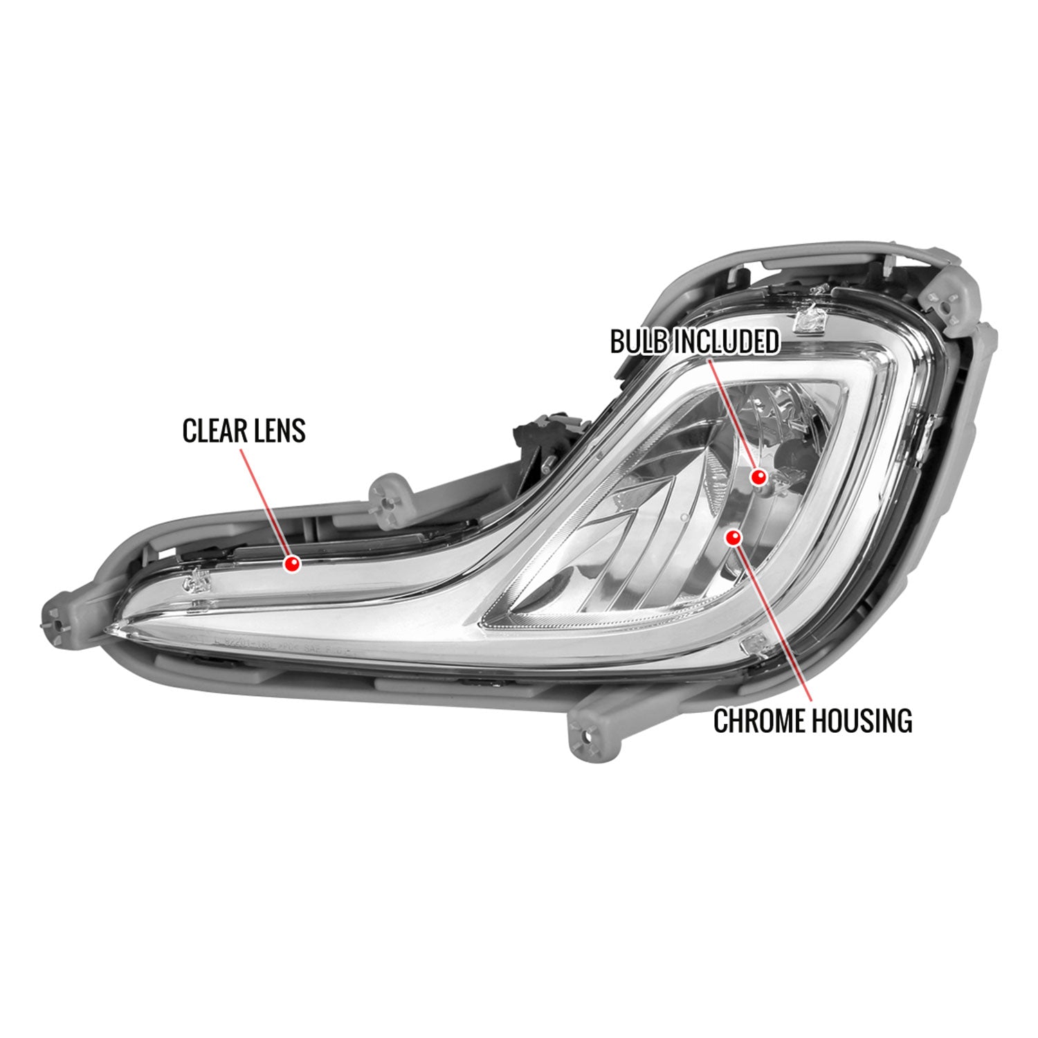 2012-2017 Hyundai Accent 12V/27W 881 Fog Lights Kit Chrome/Clear Lens