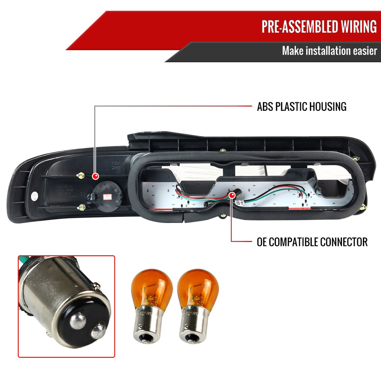 1989-1994 Nissan 240SX S13 Coupe LED Tail Lights Chrome Housing/Clear Lens