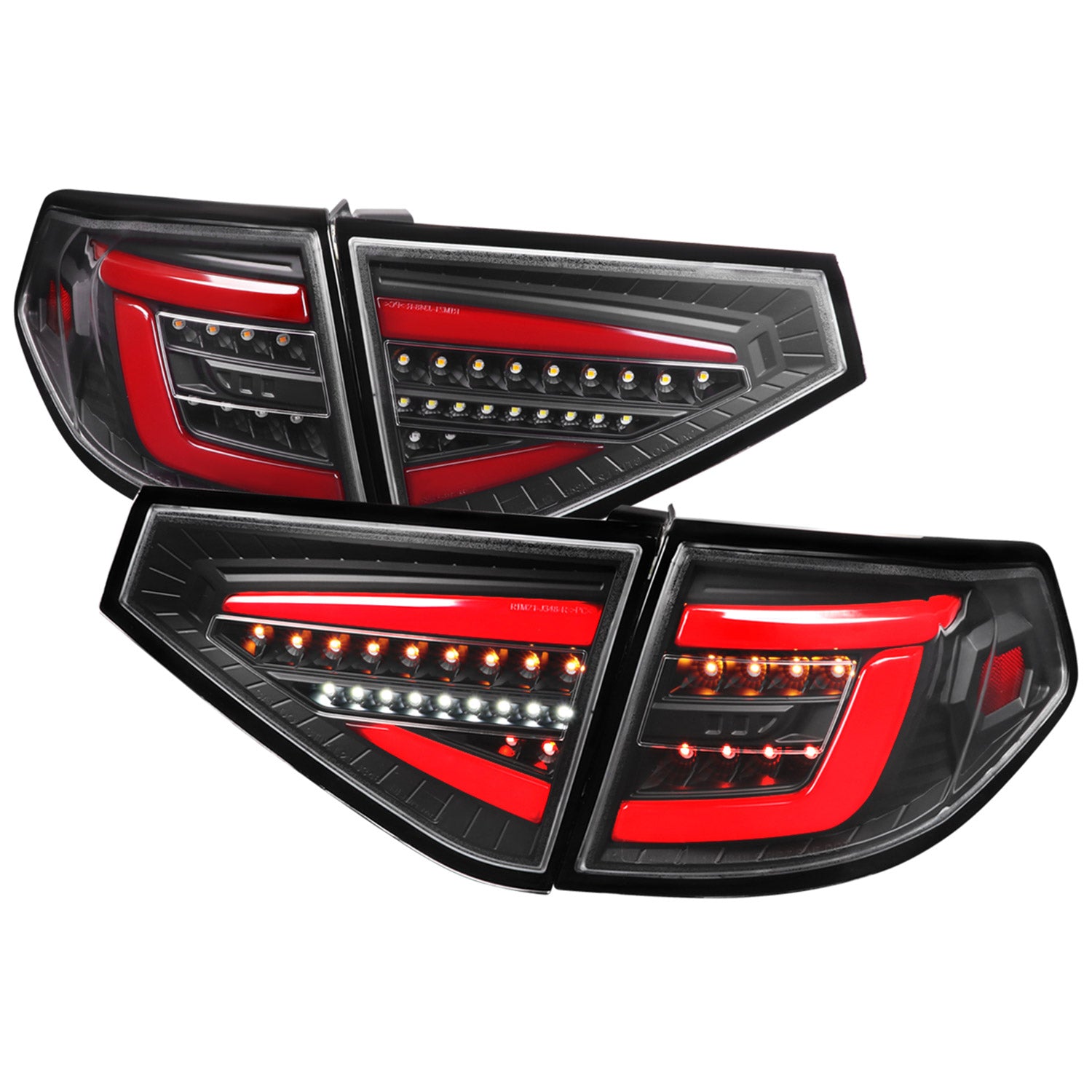 2008-2014 Subaru Impreza WRX Hatchback LED Red Tube Tail Lights Matt Black