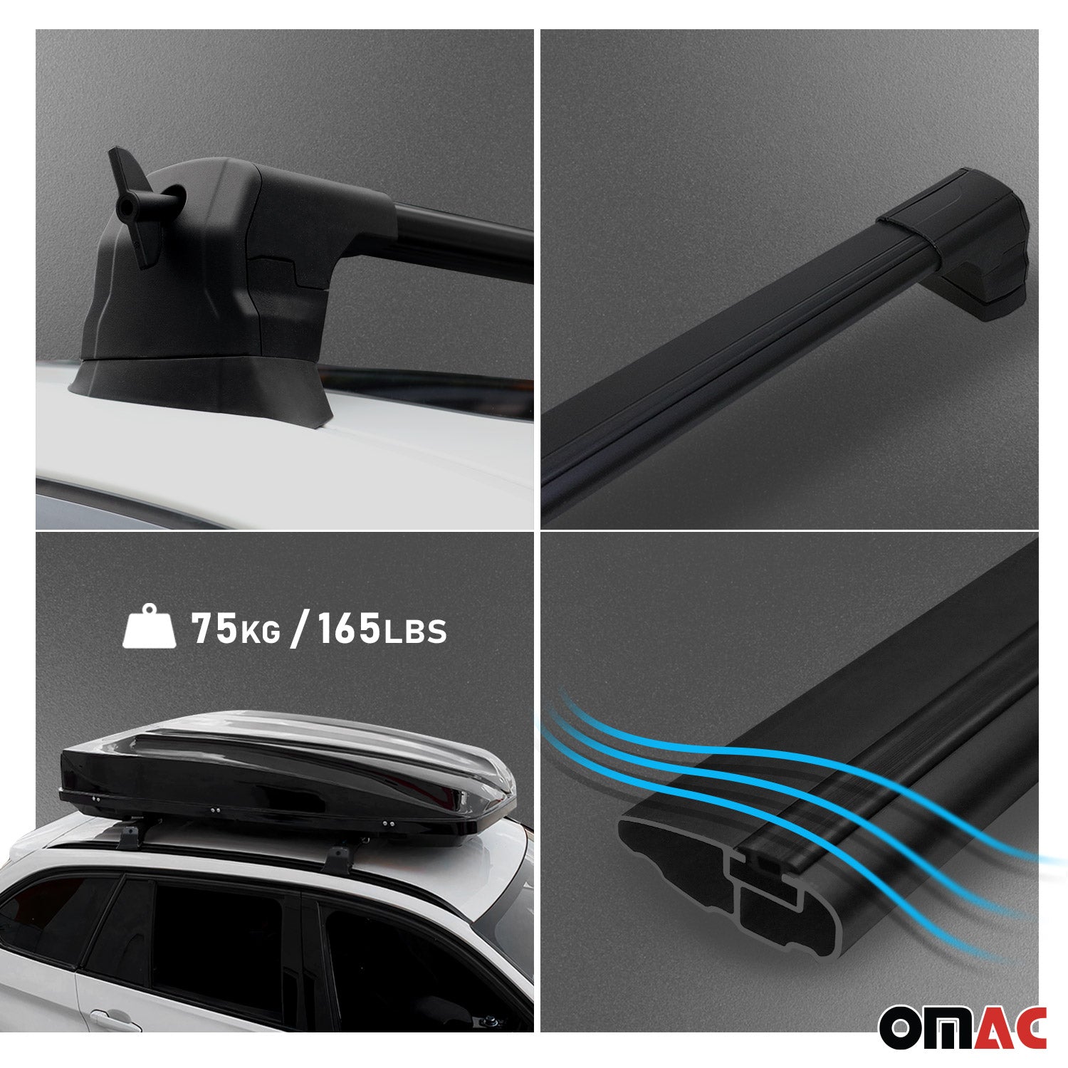 2029-2024 BMW 3 Series G20 Sedan Roof Rack Cross Bars Black
