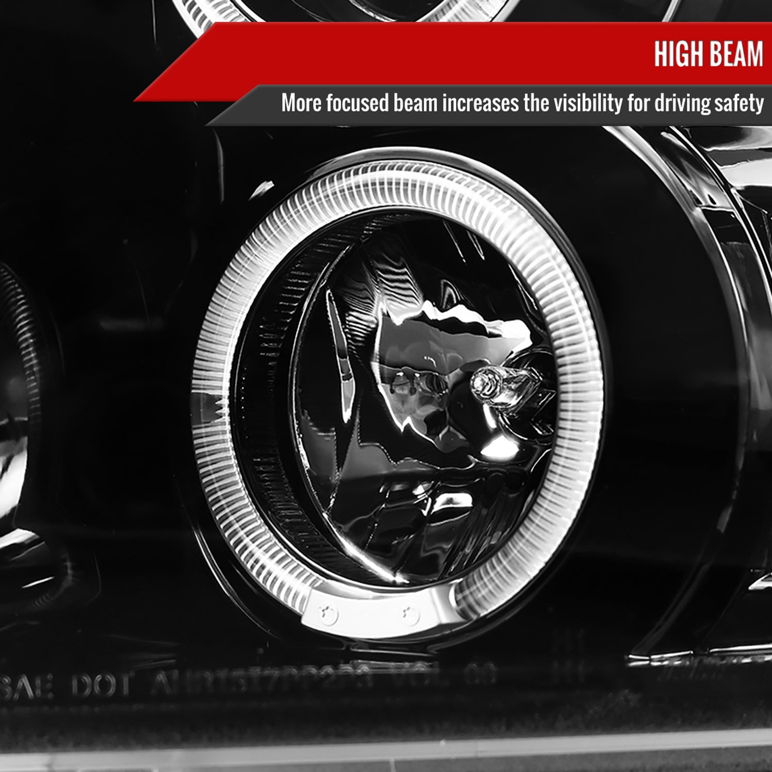 2009-2018 Dodge RAM 1500 / RAM 2500 3500 Dual Halo Headlights Jet Black