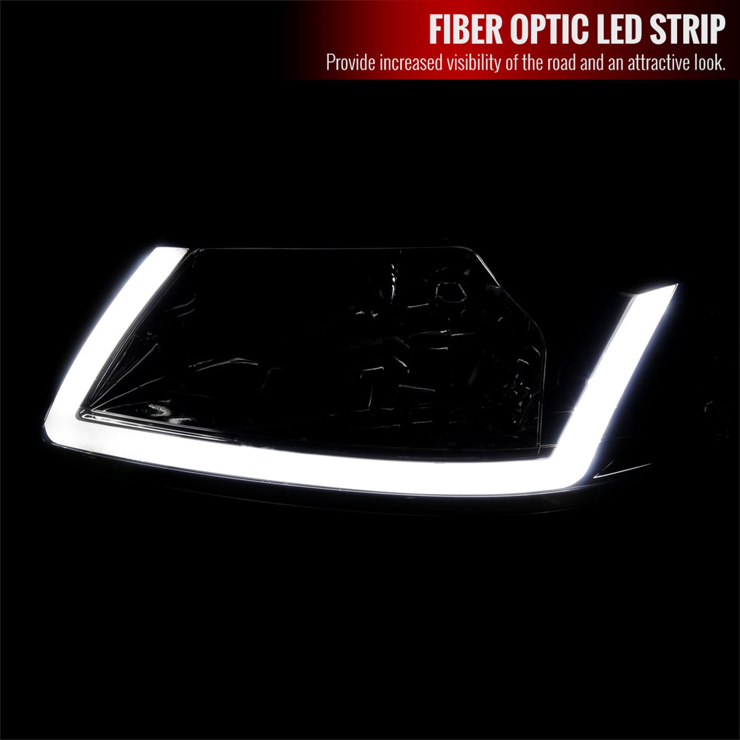 1999-2004 Ford Mustang LED Bar Factory Headlights Amber Reflector Chrome/Smoke