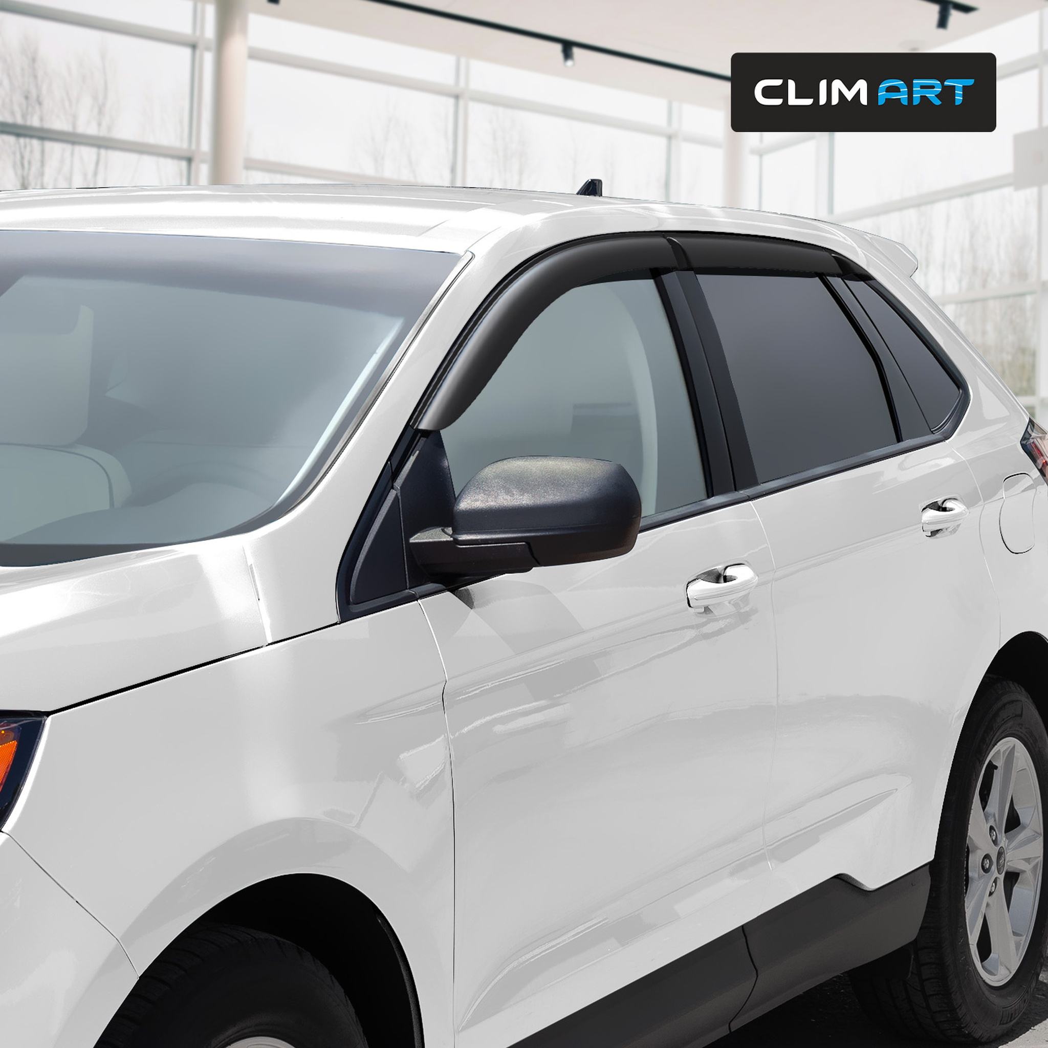 Clim Art Wind Deflectors for Ford Edge 2015-2024 Tape-On Dark Smoke 6Pcs