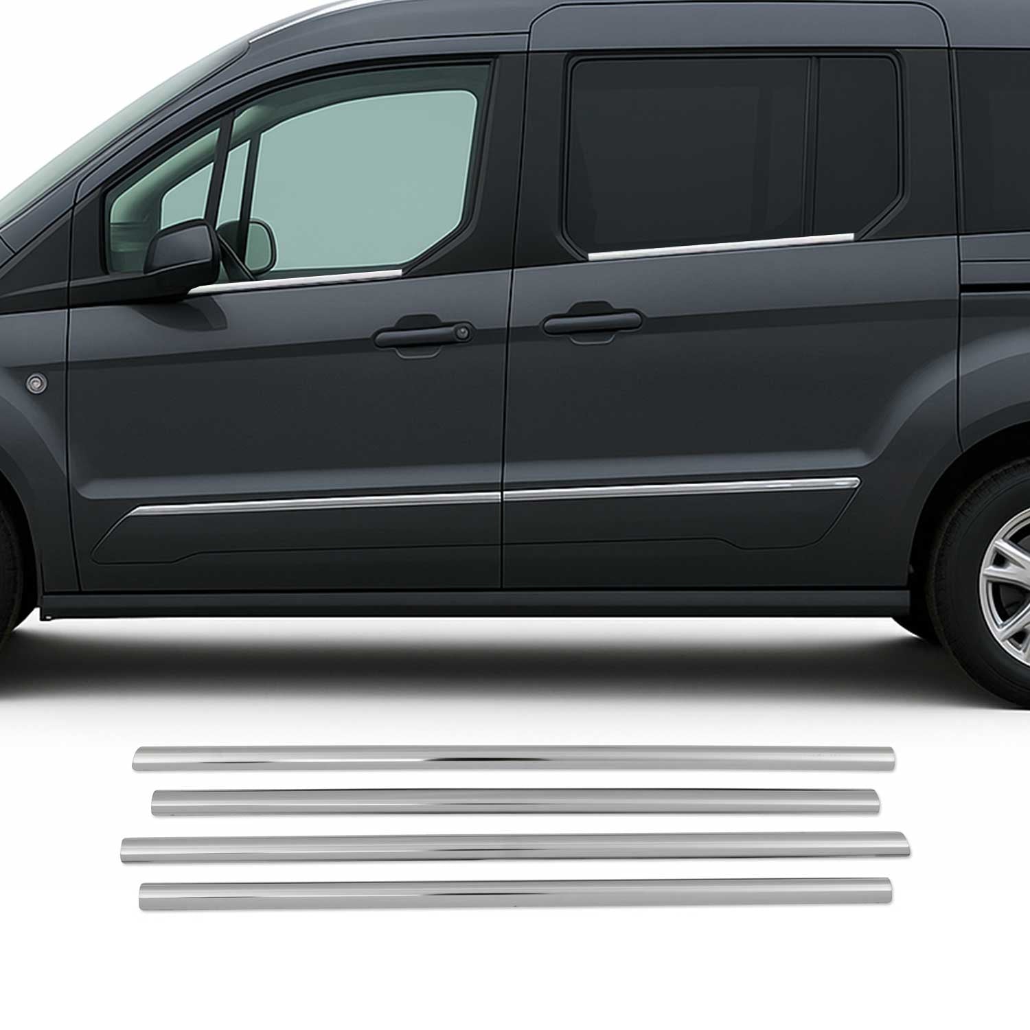 2014-2019 Ford Transit Connect Window Molding Trim Streamer Stainless Steel Silver 4x