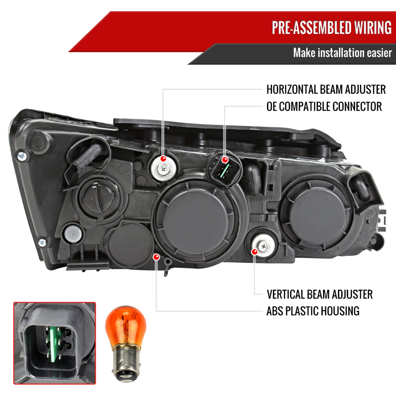 2006-2008 Hyundai Sonata Projector Style Headlights Matte Black/Clear Lens