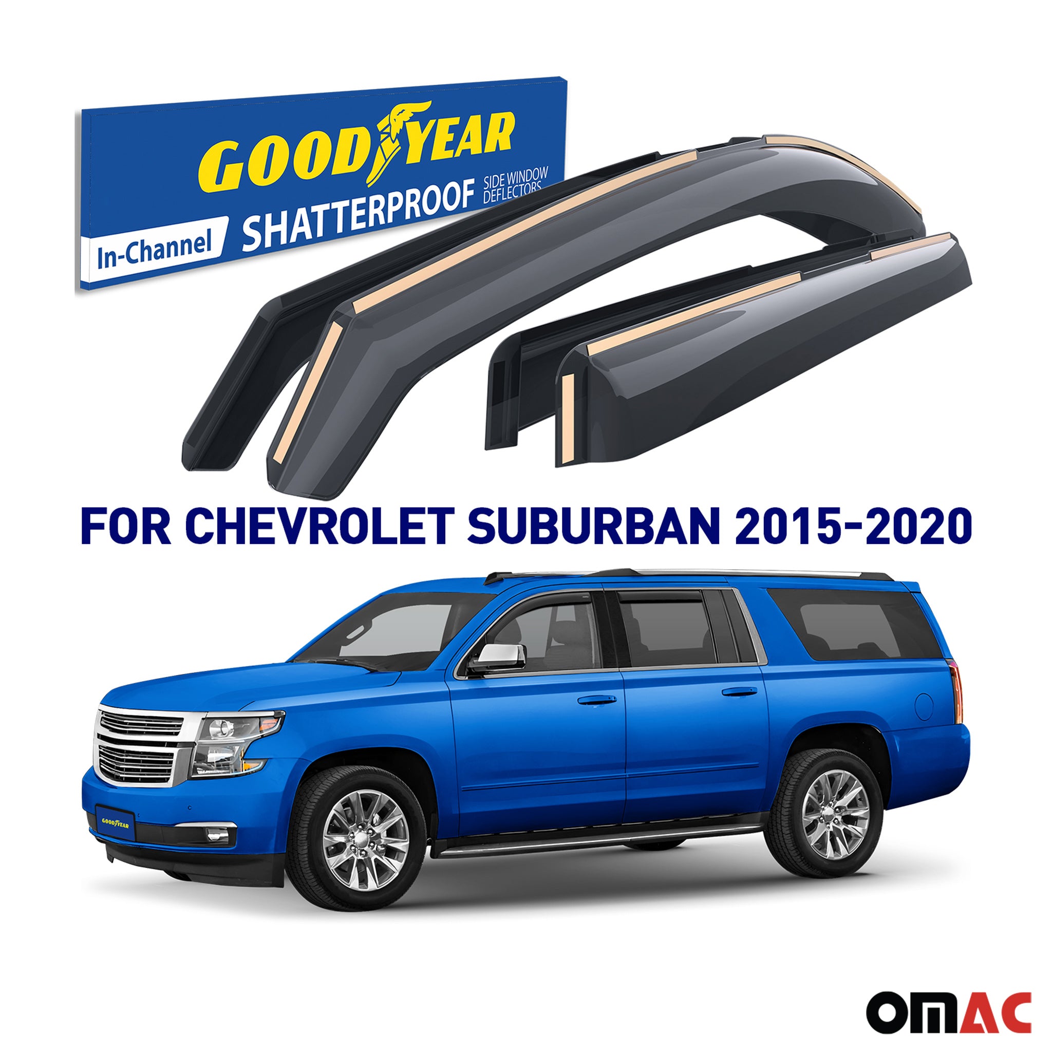 Goodyear Wind Deflectors for Chevy Suburban 2015-2020 Shatterproof Smoke 4x