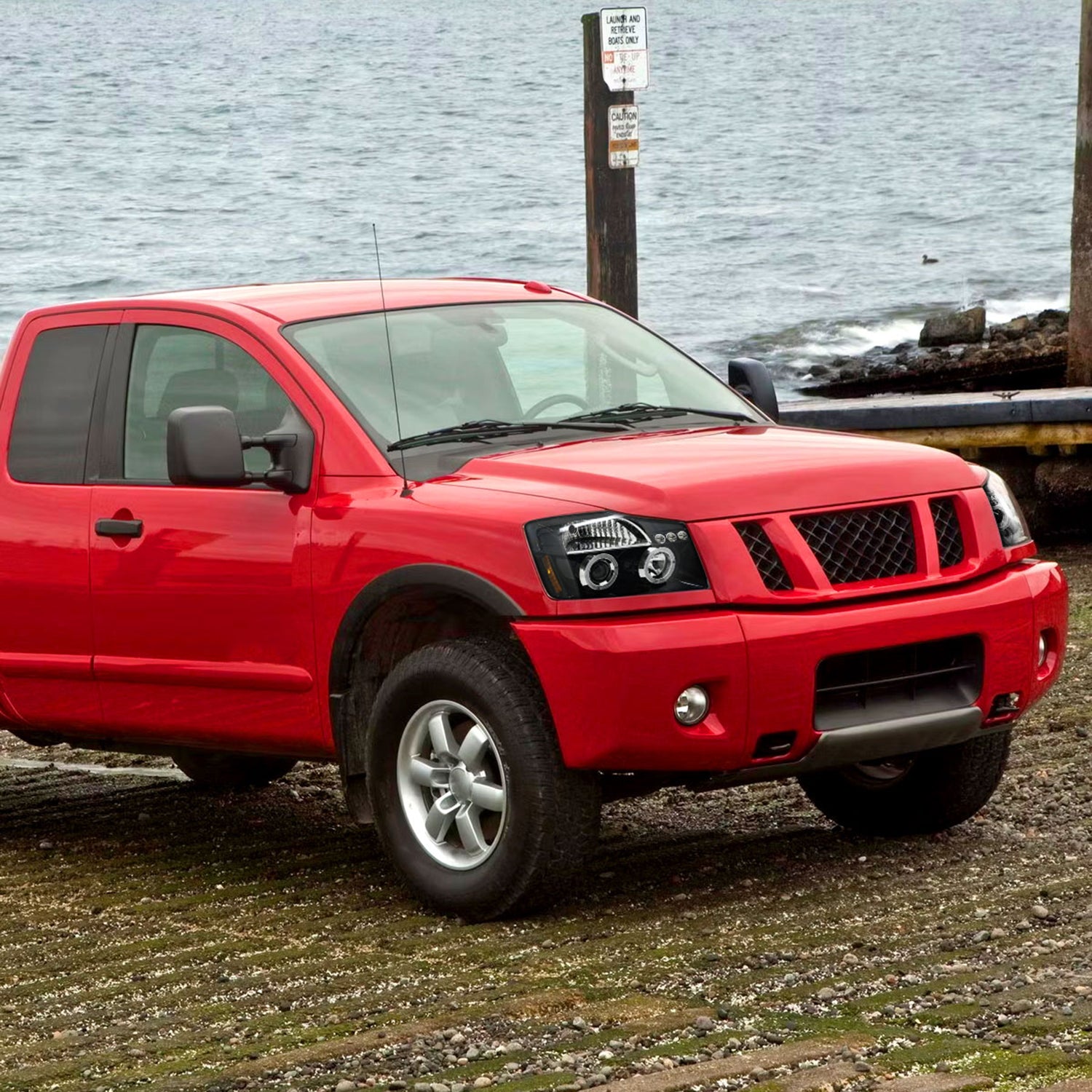 2004-2015 Nissan Titan/ 04-2007 Armada Dual Halo Projector Headlights Jet Black