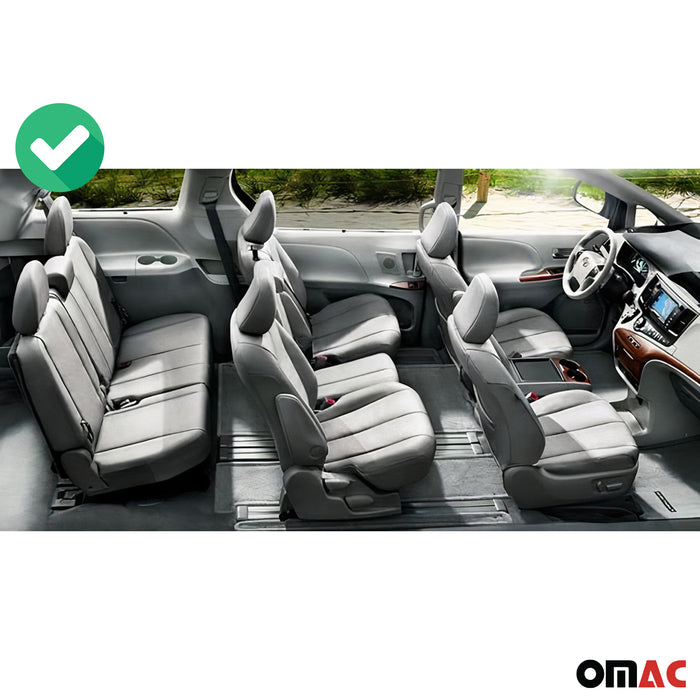 OMAC Floor Mats Liner for Toyota Sienna 7 Seats 2013-2020 Black TPE All-Weather
