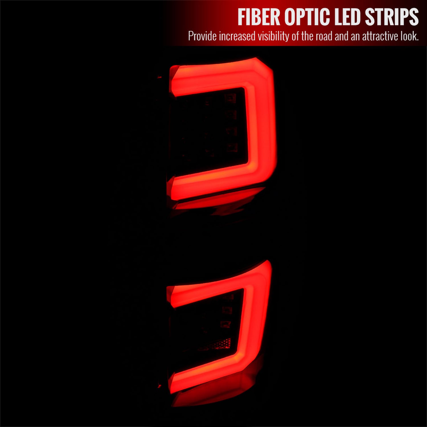 2009-2014 Ford F-150 Red C-Bar LED Tail Lights Jet Black Housing/Clear Lens