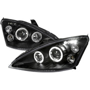 2000-2004 Ford Focus Dual Halo Projector Headlights Matte Black/Clear Lens