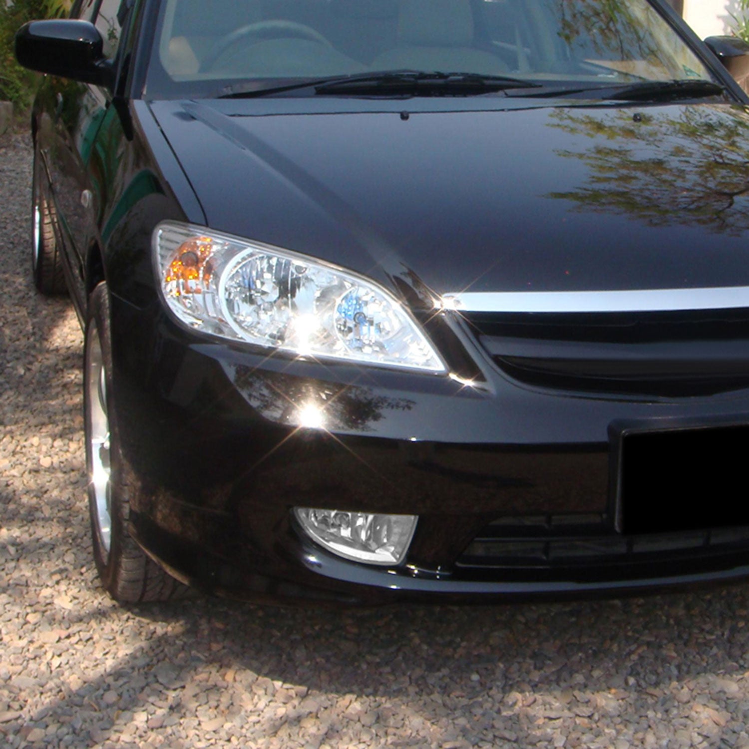 2004-2005 Honda Civic Coupe/Sedan H11 Fog Lights Kit - HZ Chrome/Clear Lens