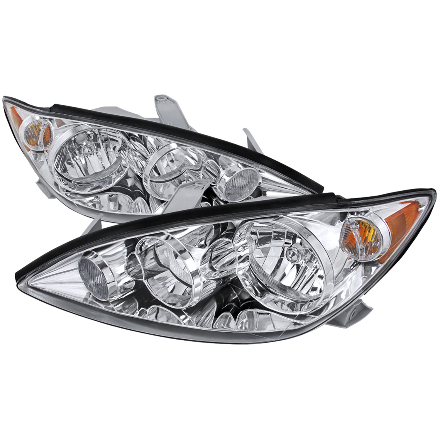 2005-2006 Toyota Camry Factory Crystal Headlights Amber Reflector Chrome/Clear