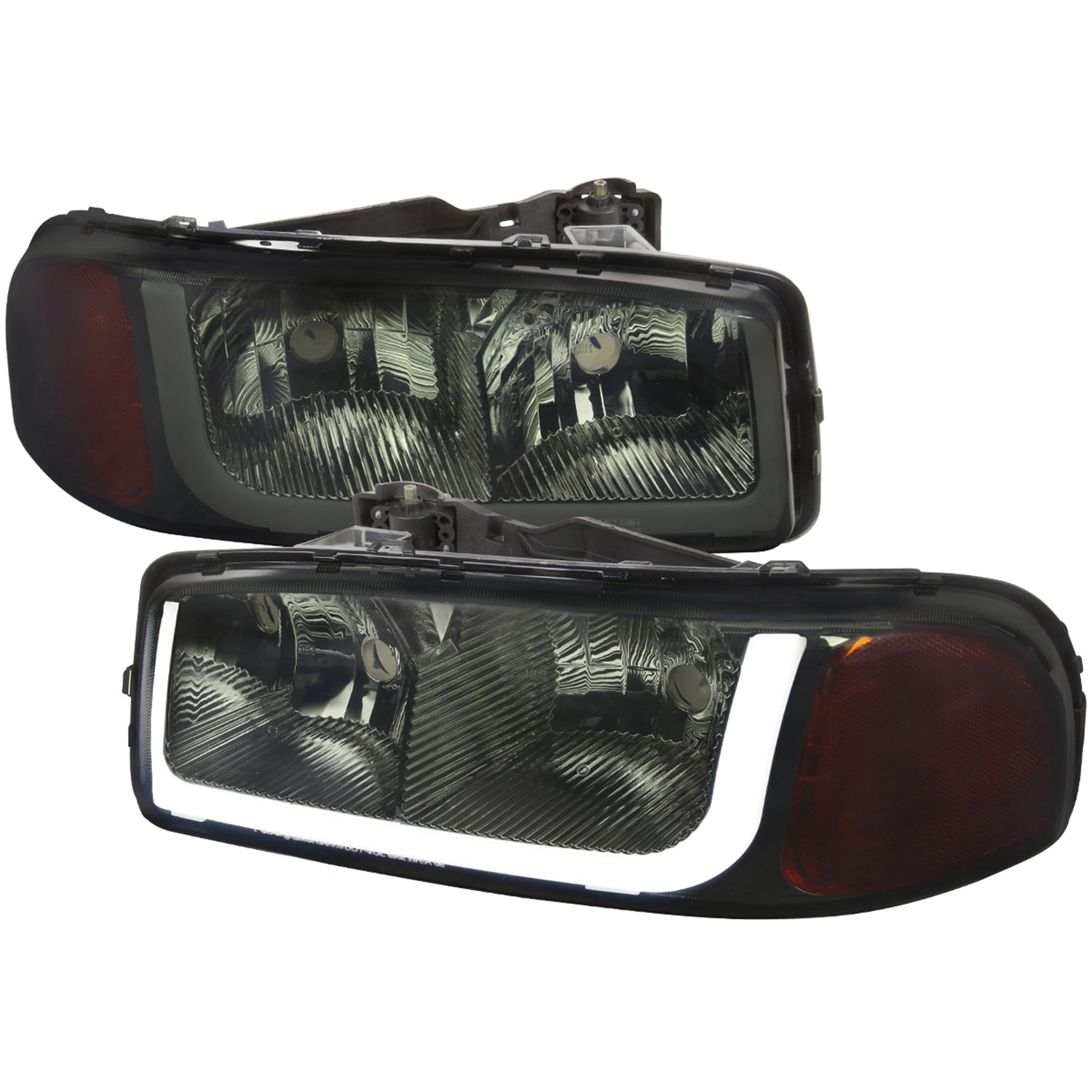 1999-2006 GMC Sierra/ 00-2006 Yukon/Yukon XL LED Tube Factory Headlights Smoke