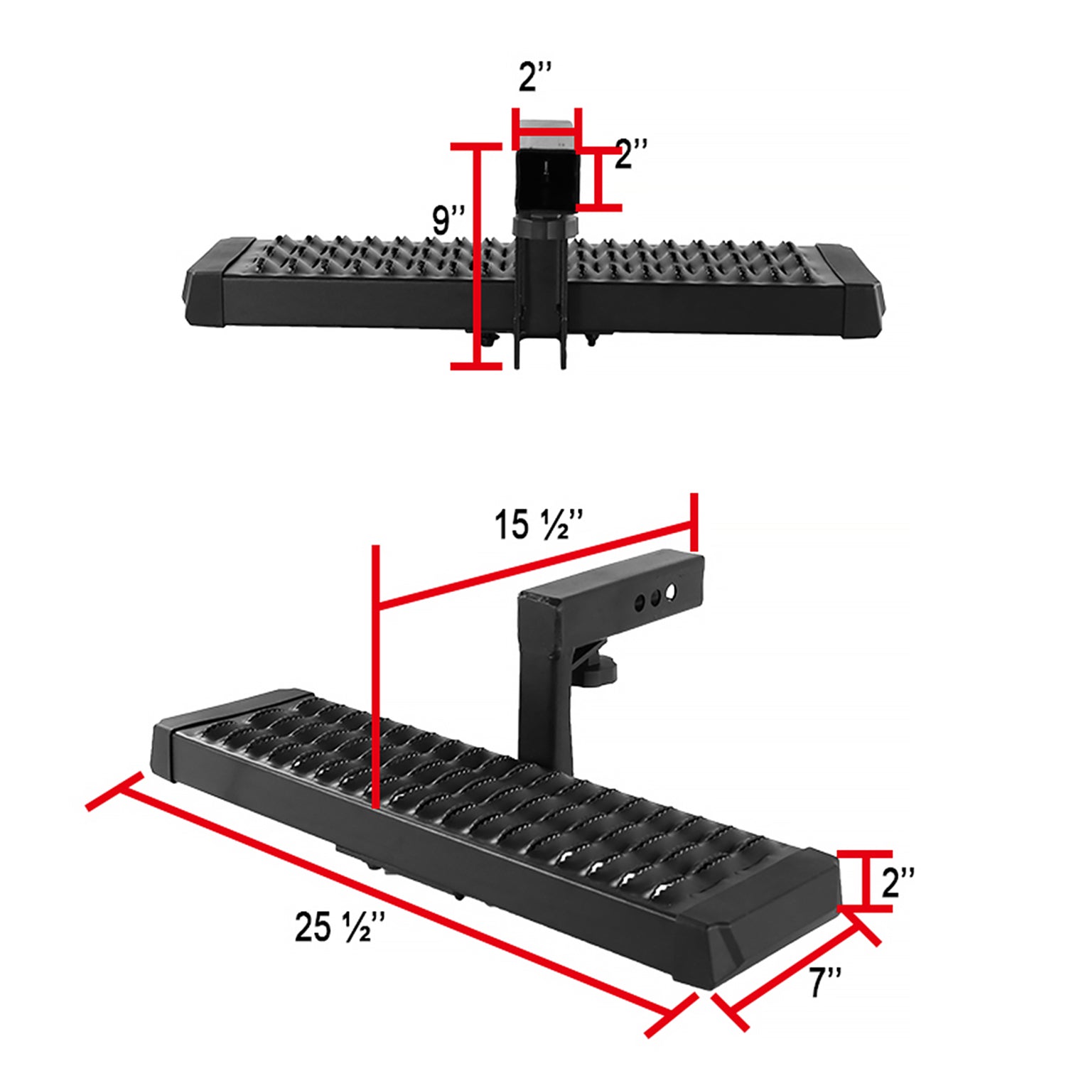 Universal Black Alu Hitch Mounted 6" Drop Rear Bumper Step For 2" Hitch Receiver