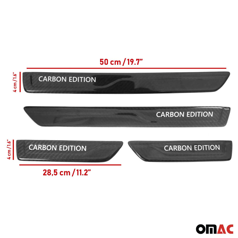 Kia Door Sill Scuff Plate Scratch Protector Carbon Edition Black 4 Pcs