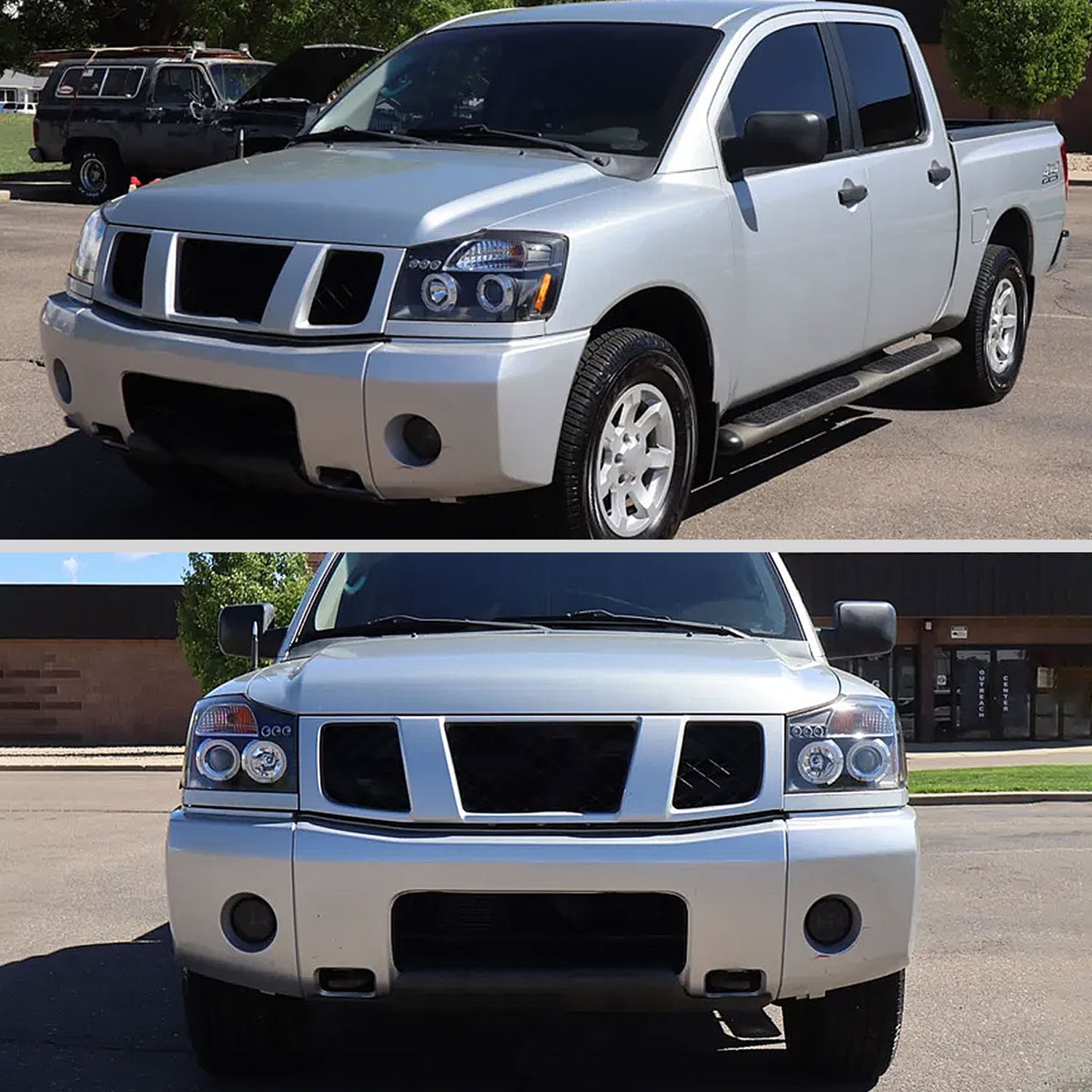 2004-2015 Nissan Titan/ 04-2007 Armada Dual Halo Projector Headlights Matt Black