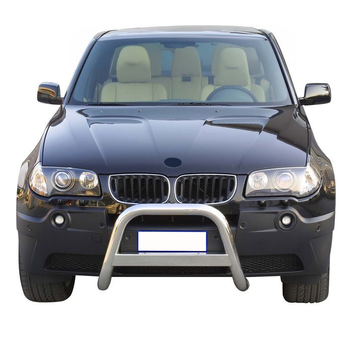 Bull Bar Push Front Bumper Grille for BMW X3 E83 2004-2010 Steel Silver 1Pc